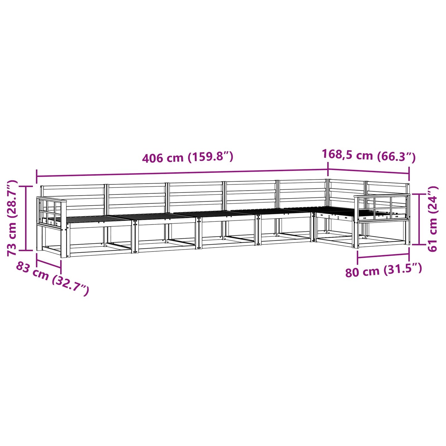 Udendørs sofagruppe 6 pcs Naturfarvet Massivt Akacietræ