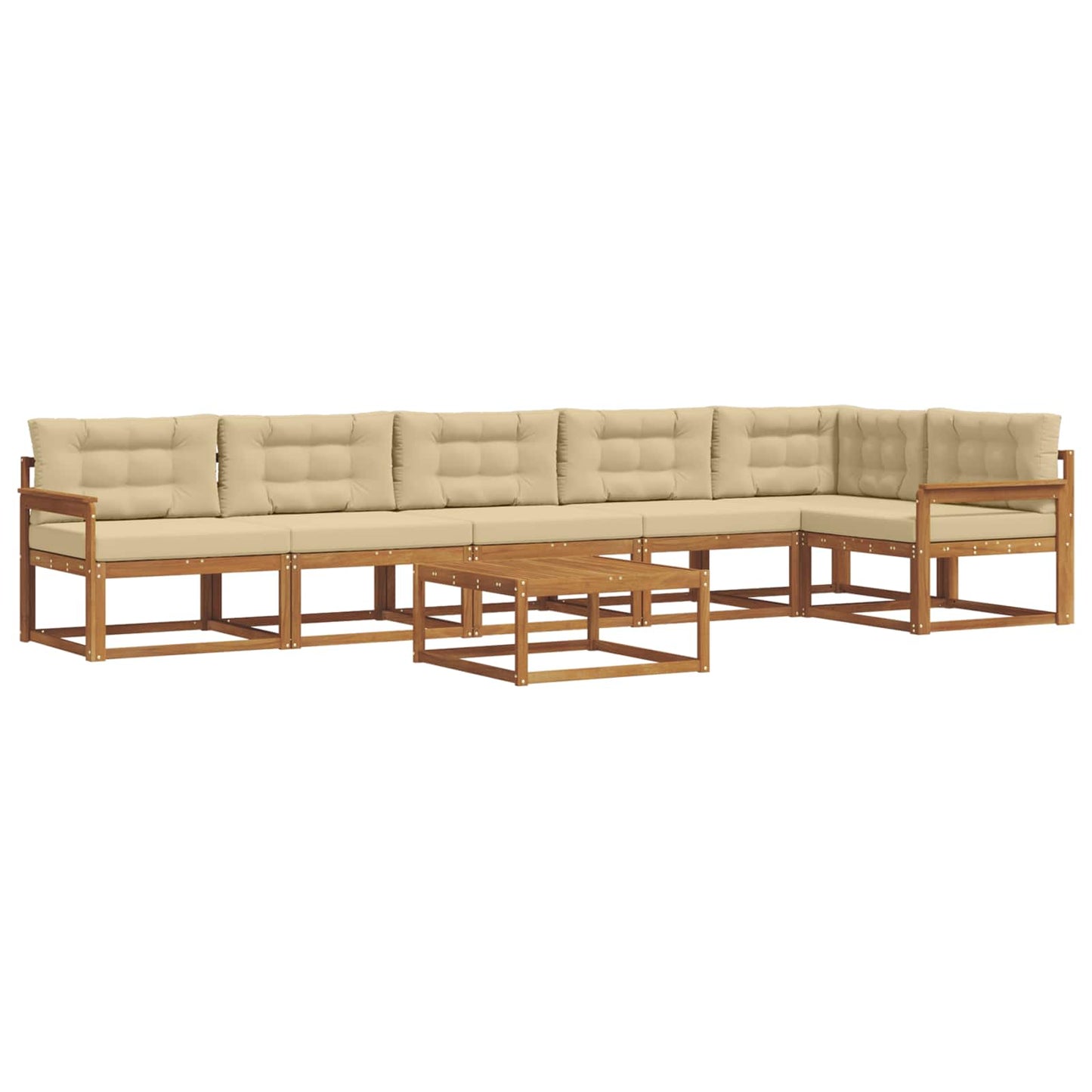 Udendørs sofagruppe med pude 7 pcs Naturlig og Beige