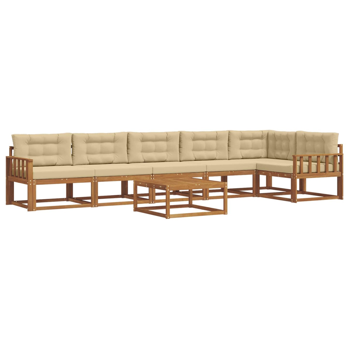 Udendørs sofagruppe med pude 7 pcs Naturlig og Beige