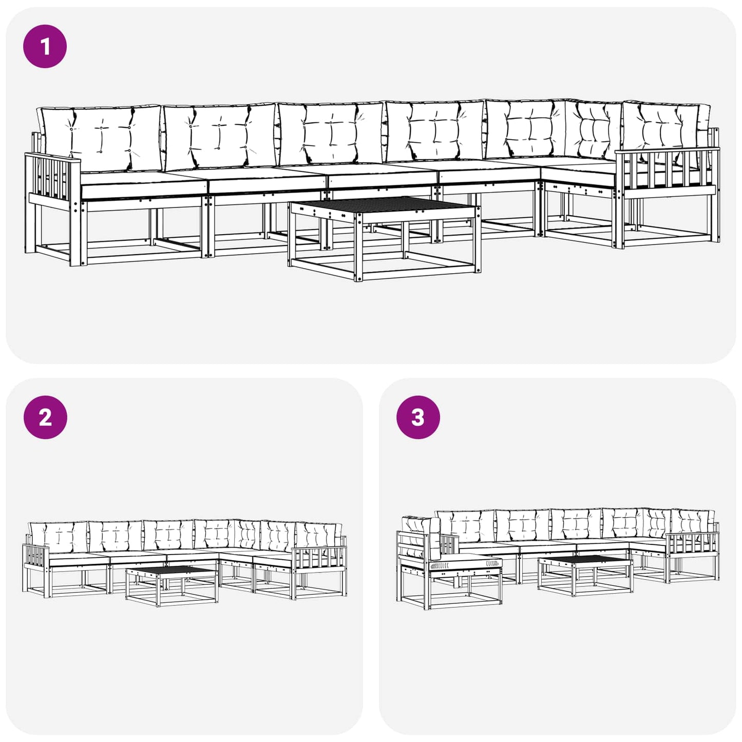 Udendørs sofagruppe med pude 7 pcs Naturlig og Beige