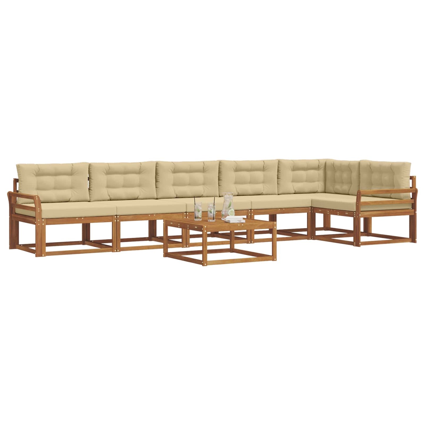 Udendørs sofagruppe med pude 7 pcs Naturlig og Beige