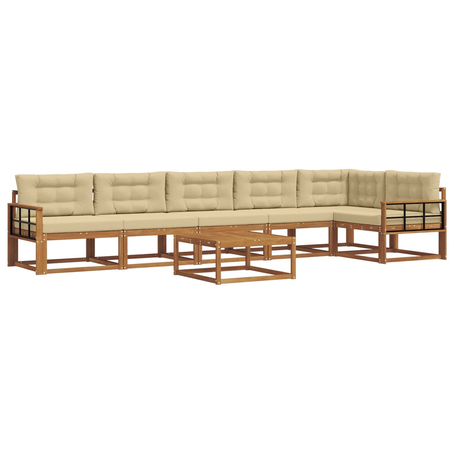 Udendørs sofagruppe med pude 7 pcs Naturlig og Beige