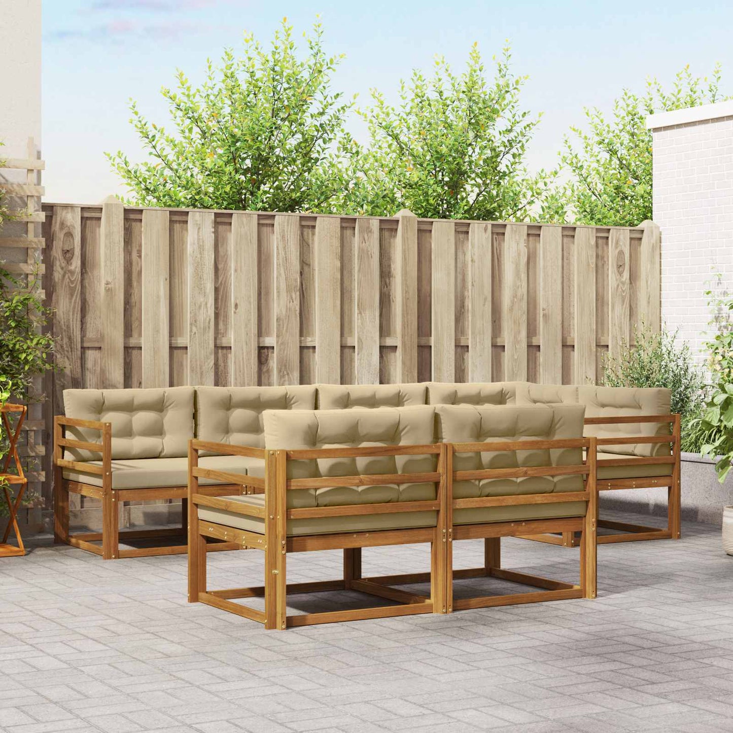 Udendørs sofagruppe 8 stk. Naturlig og Beige
