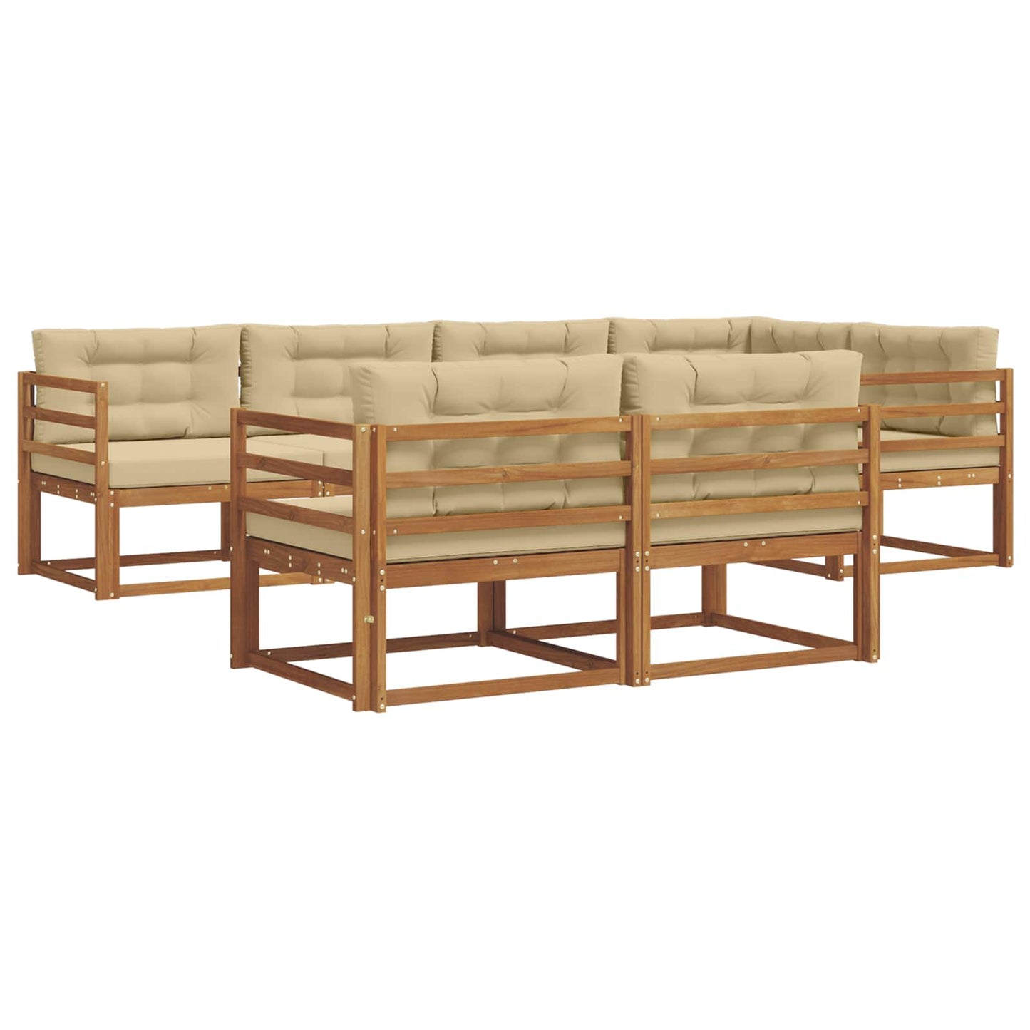 Udendørs sofagruppe med pude 7 pcs Naturlig og Beige
