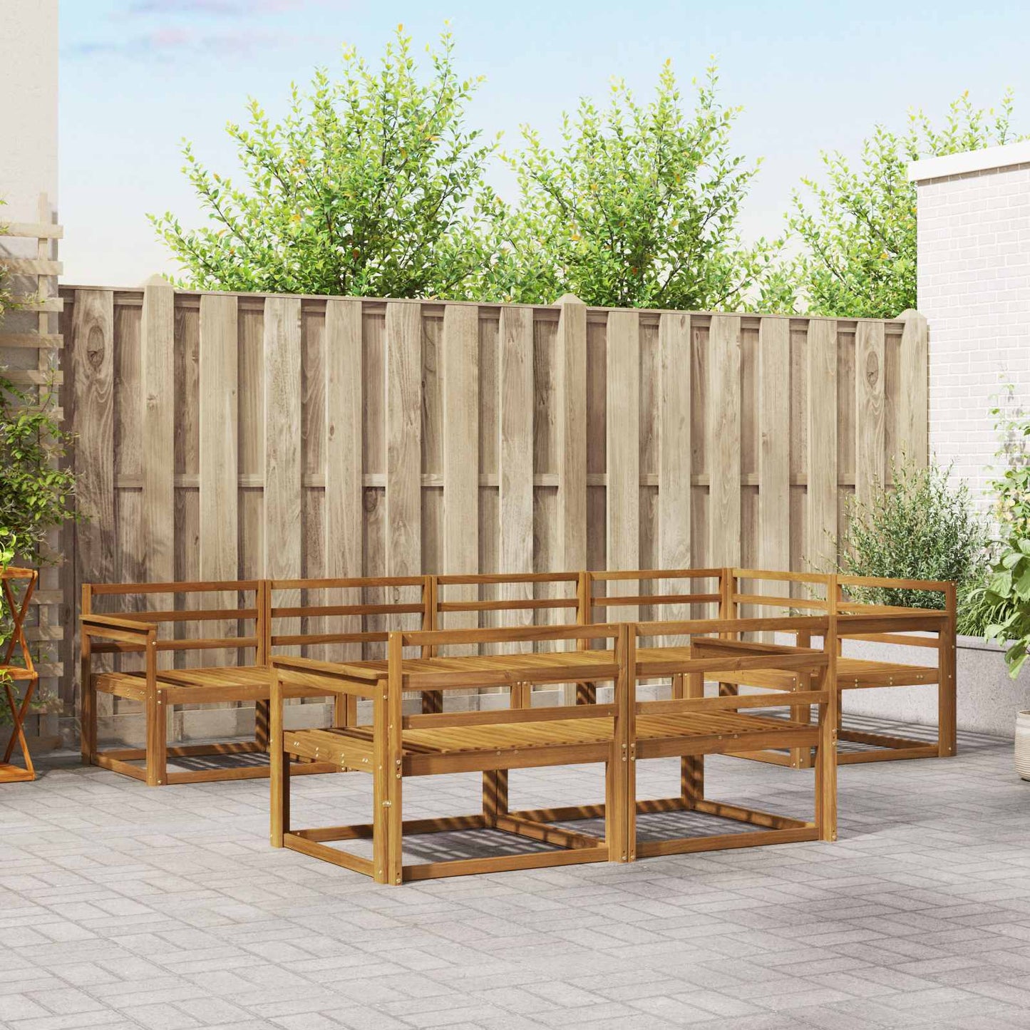 Udendørs sofagruppe 7 pcs Naturfarvet Massivt Akacietræ