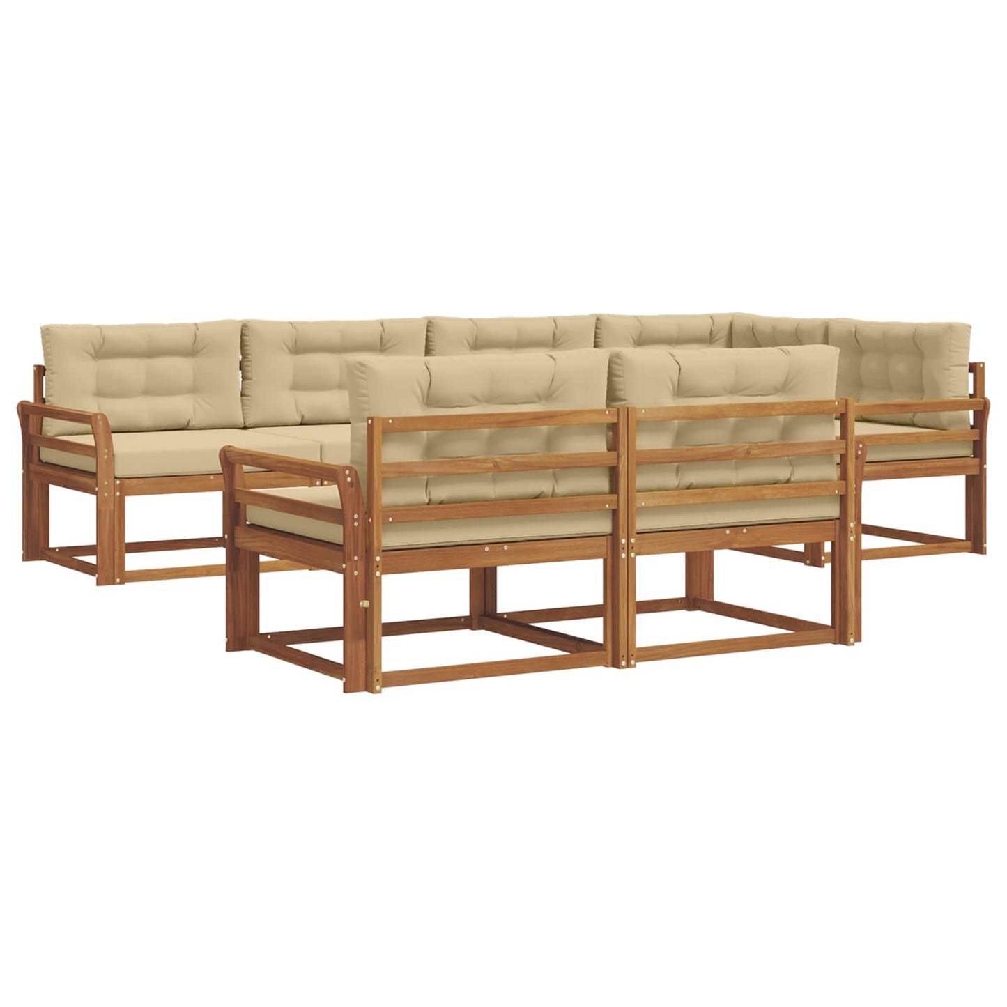 Udendørs sofagruppe med pude 7 pcs Naturlig og Beige