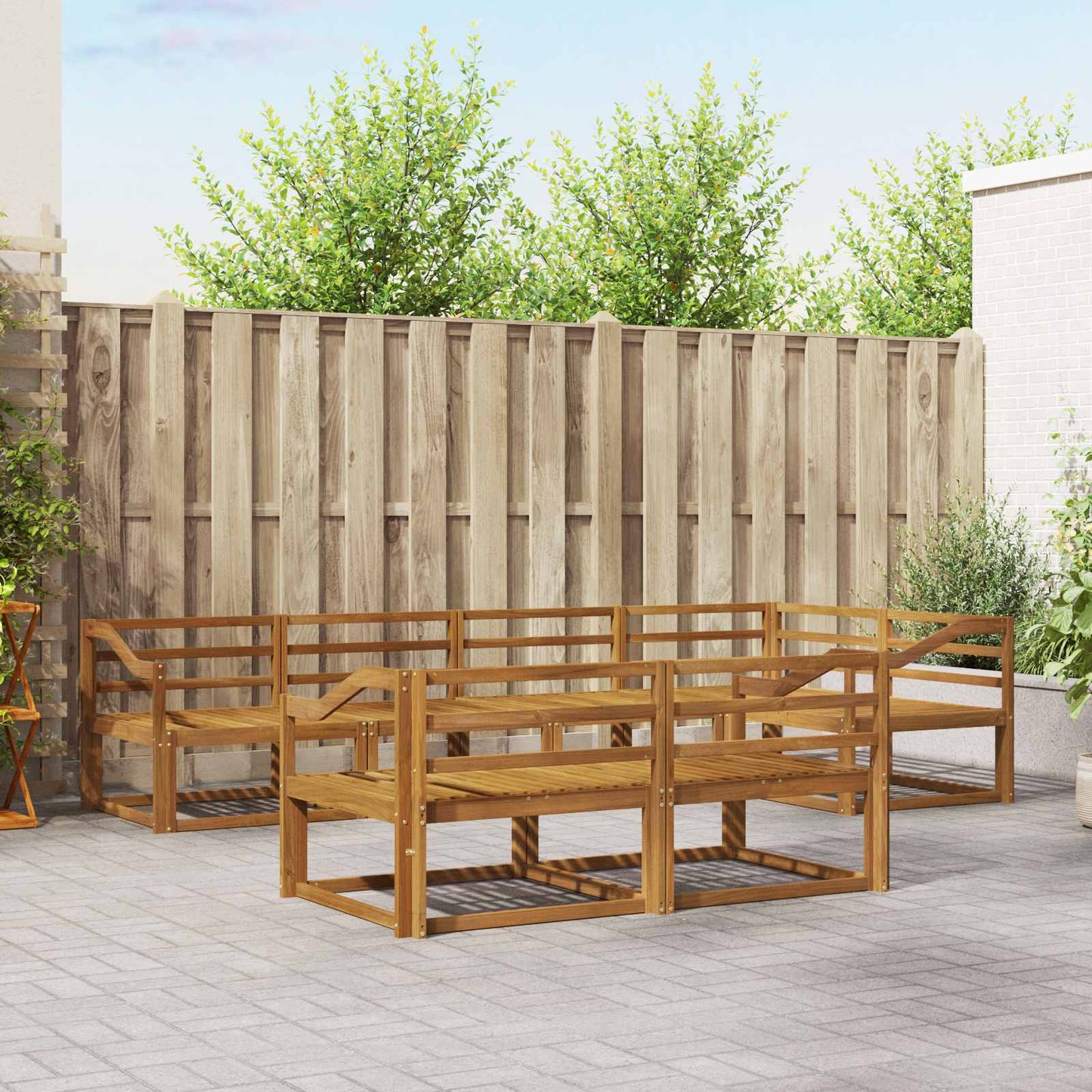 Udendørs sofagruppe 7 pcs Naturfarvet Massivt Akacietræ