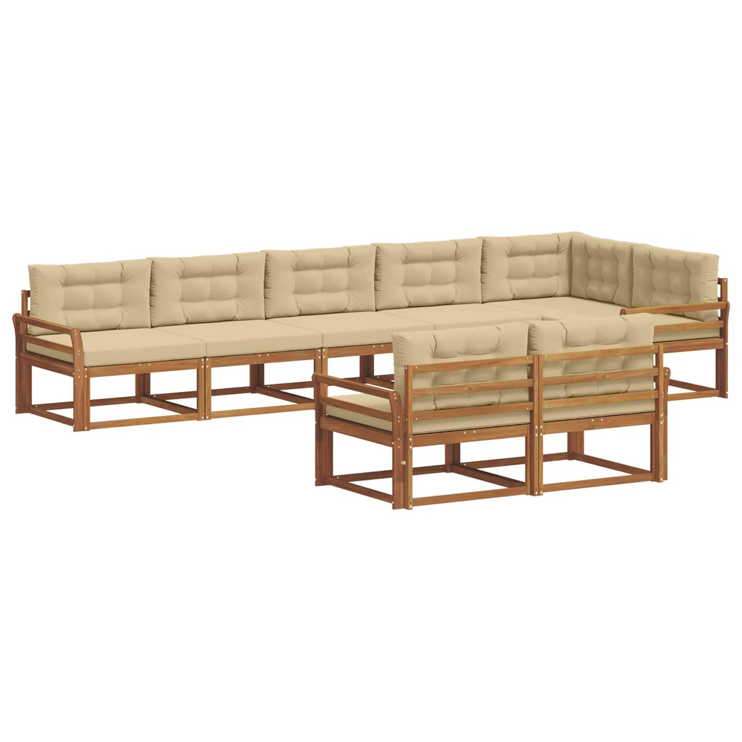 Udendørs sofagruppe med pude 8 pcs Naturlig og Beige