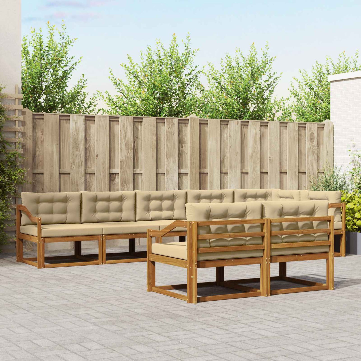 Udendørs sofagruppe 8 stk. Naturlig og Beige