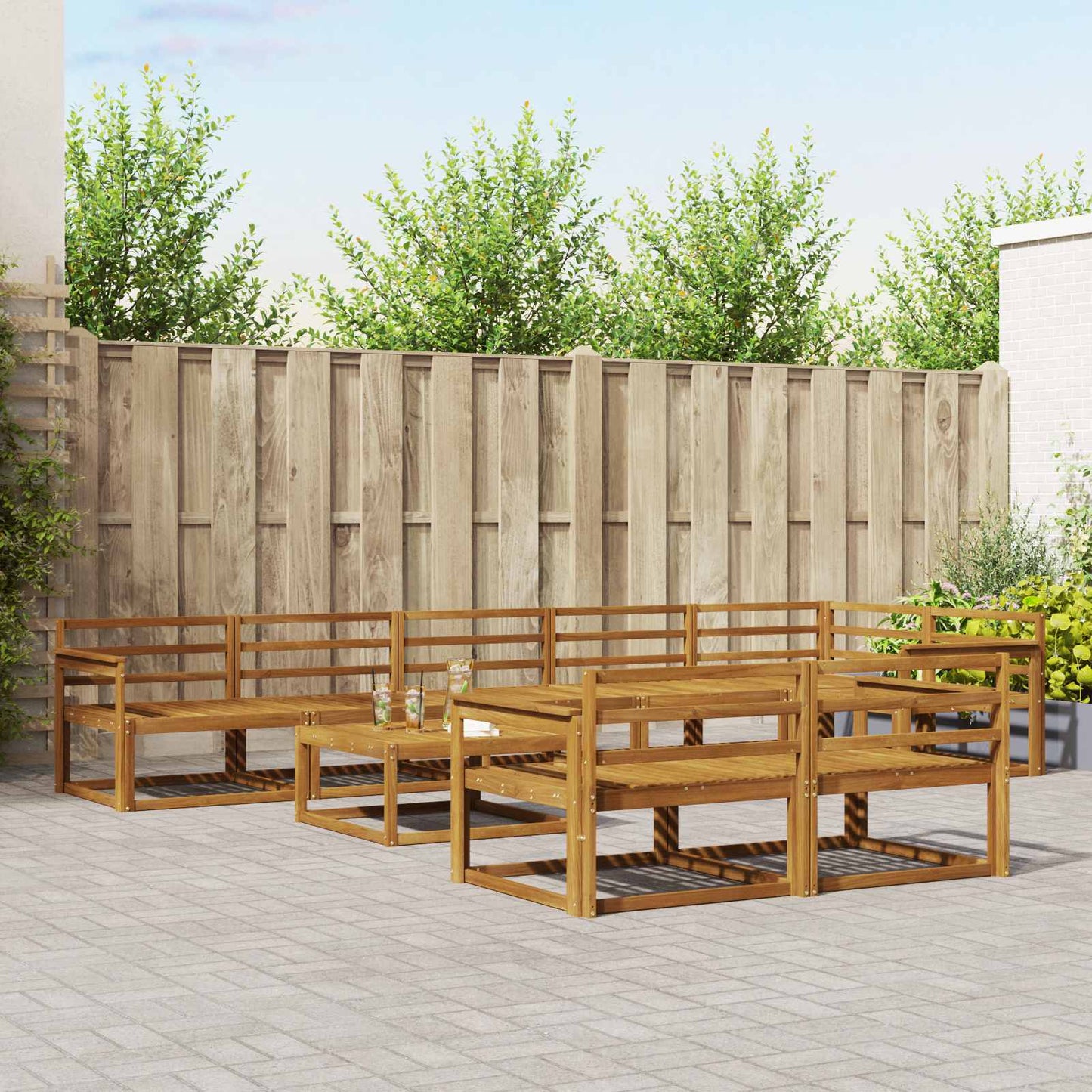 Udendørs sofagruppe 9 pcs Naturfarvet Massivt Akacietræ