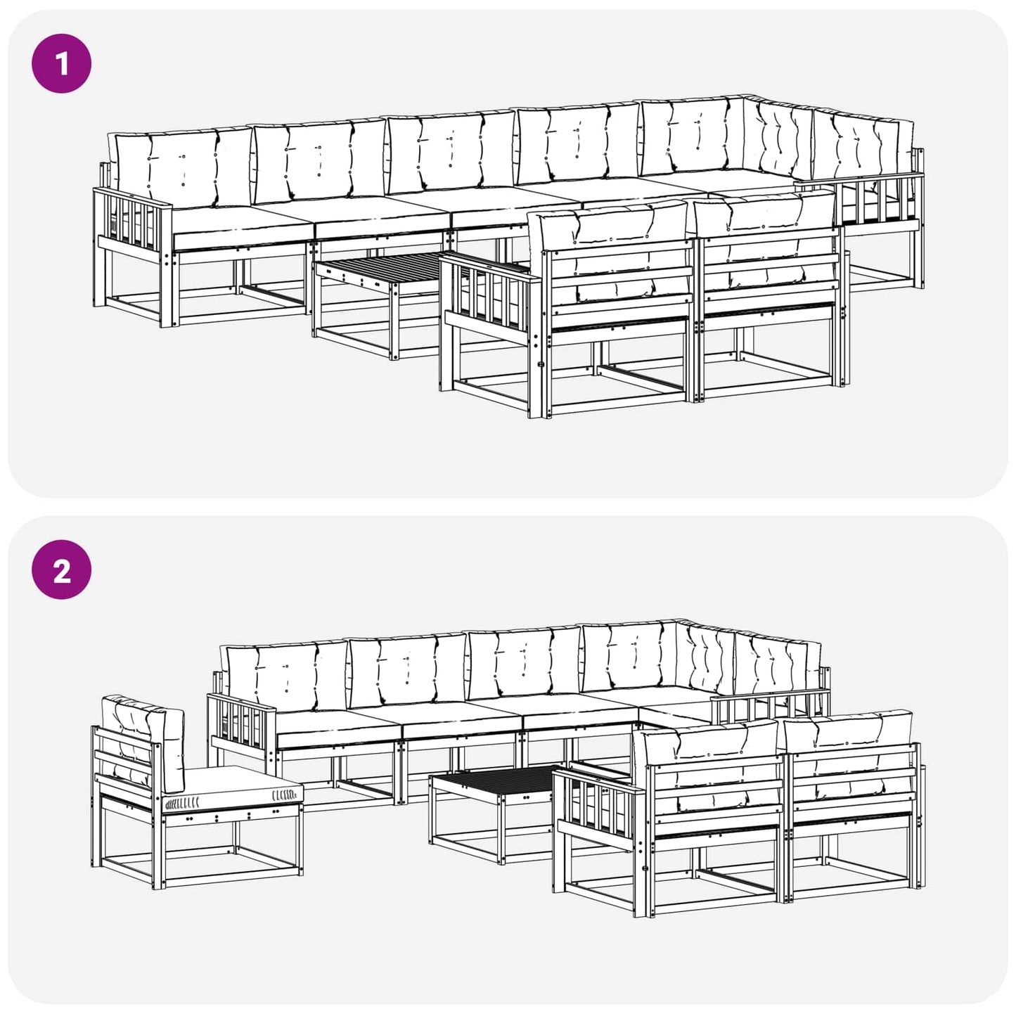 Udendørs sofagruppe med pude 9 pcs Naturlig og Beige
