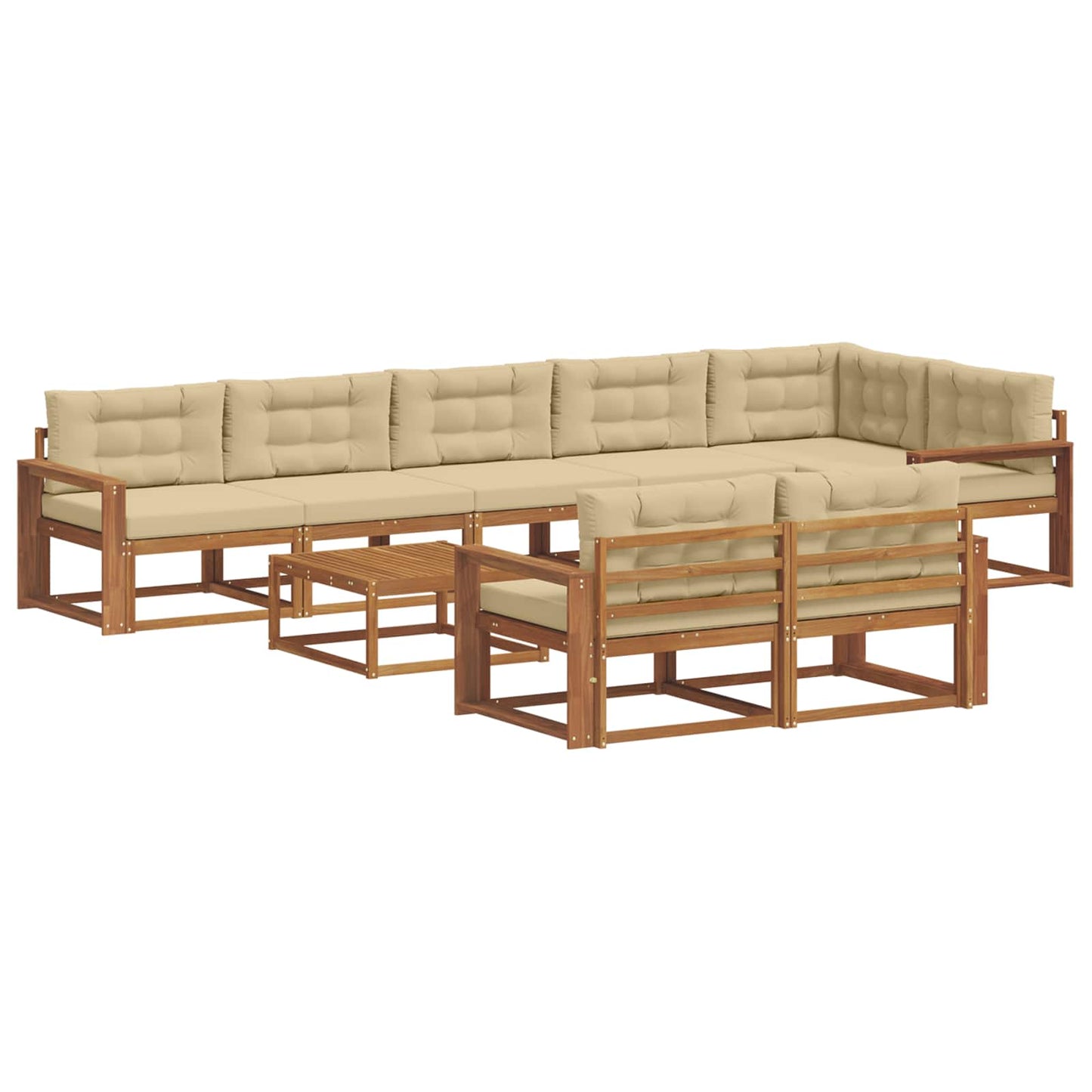 Udendørs sofagruppe med pude 9 pcs Naturlig og Beige