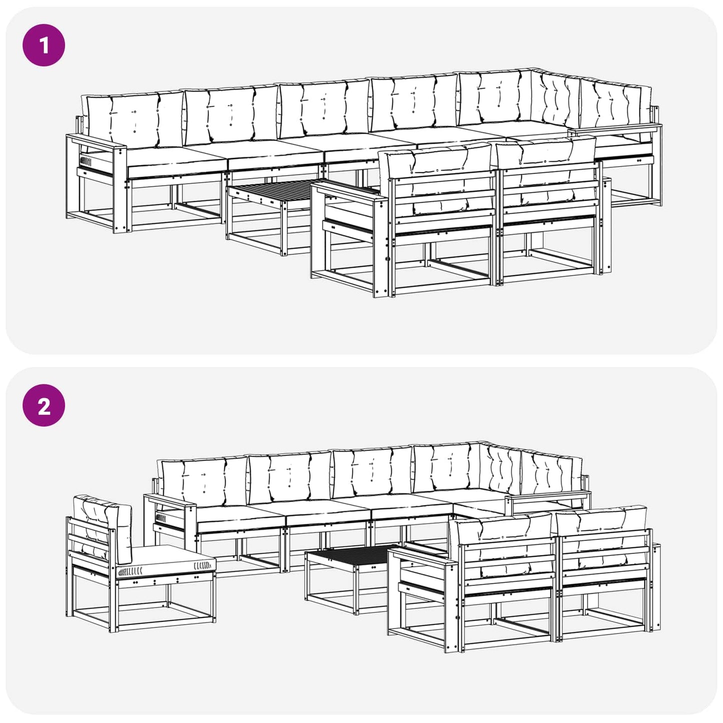 Udendørs sofagruppe med pude 9 pcs Naturlig og Beige