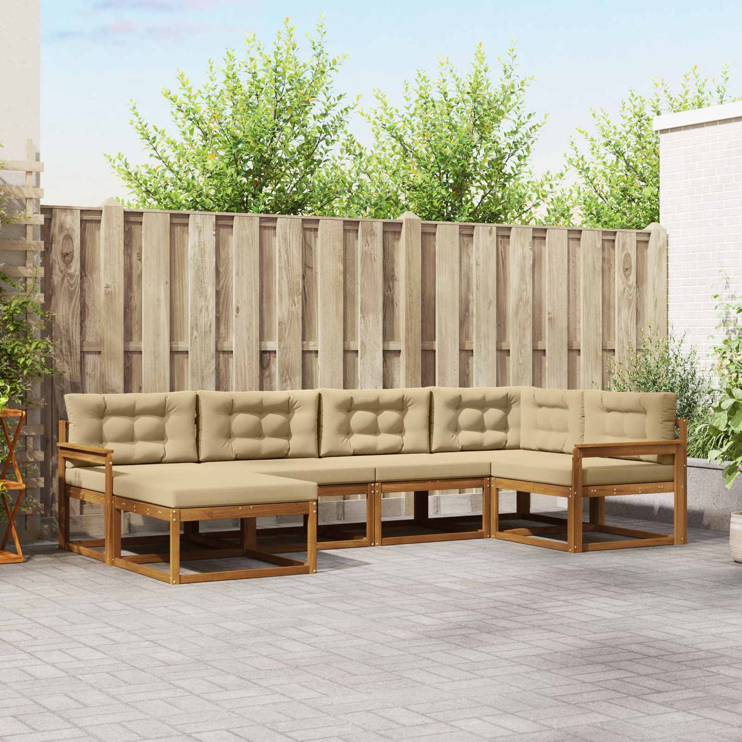 Udendørs sofagruppe 6 stk. Naturlig og Beige
