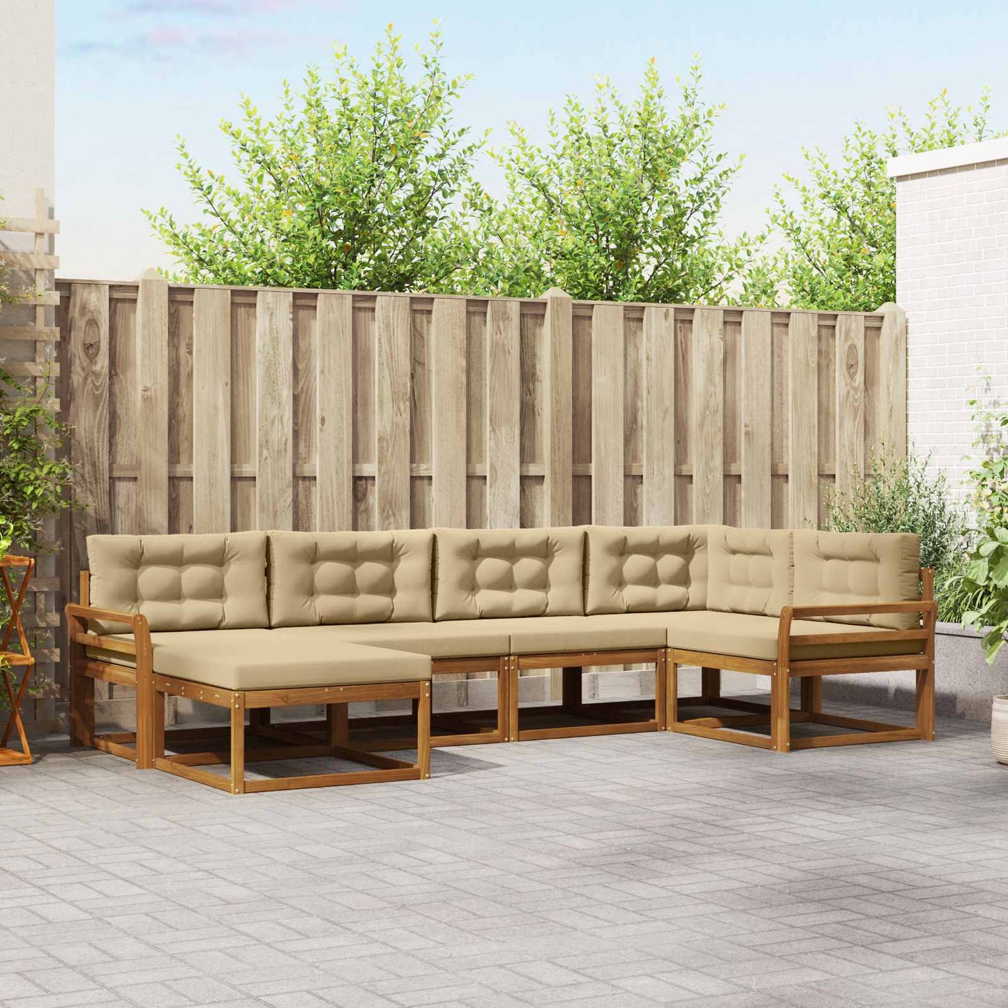 Udendørs sofagruppe 6 stk. Naturlig og Beige