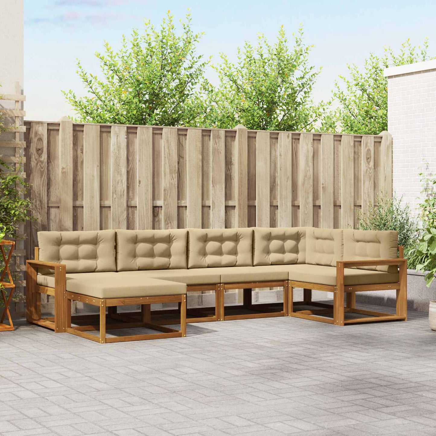 Udendørs sofagruppe 6 stk. Naturlig og Beige