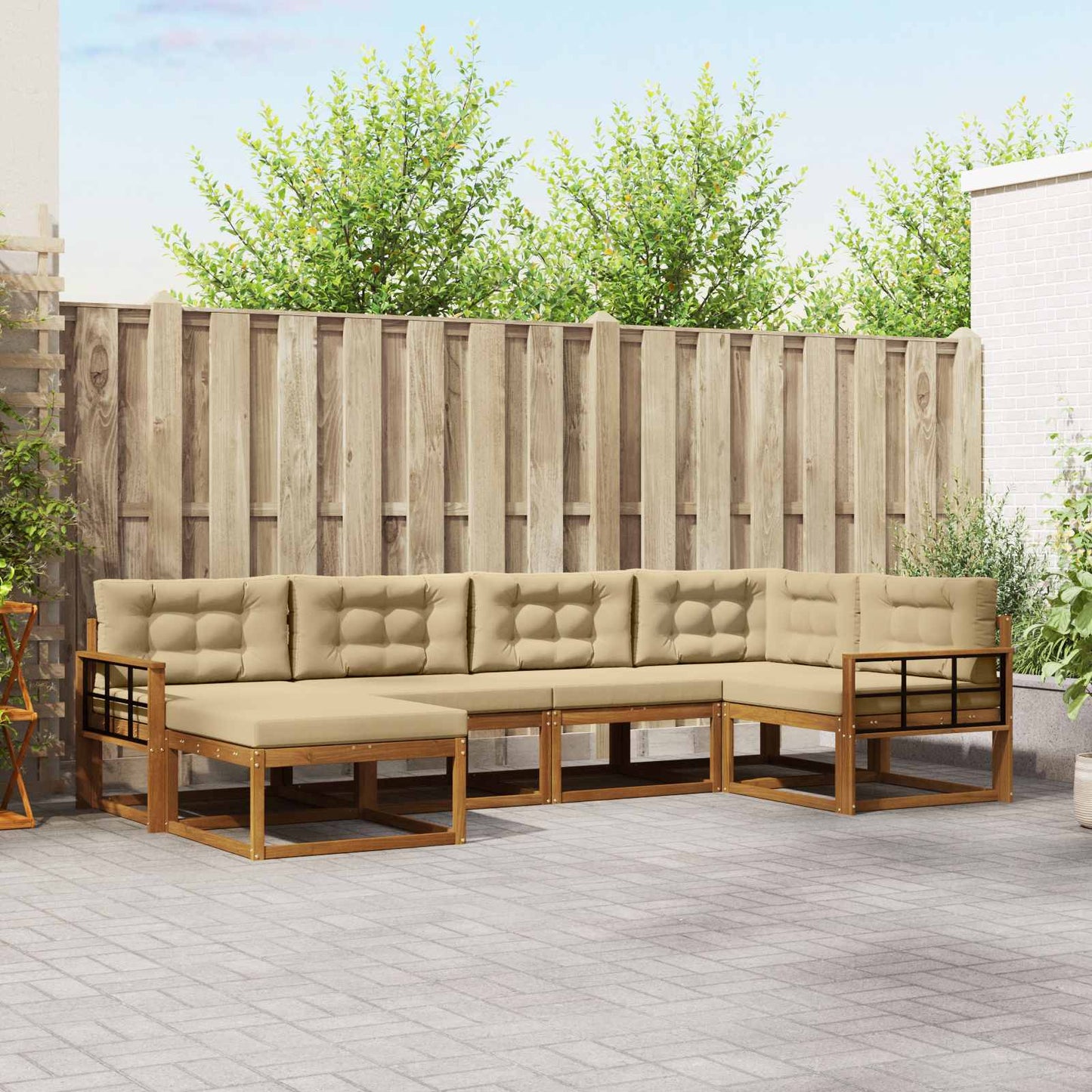 Udendørs sofagruppe 6 stk. Naturlig og Beige