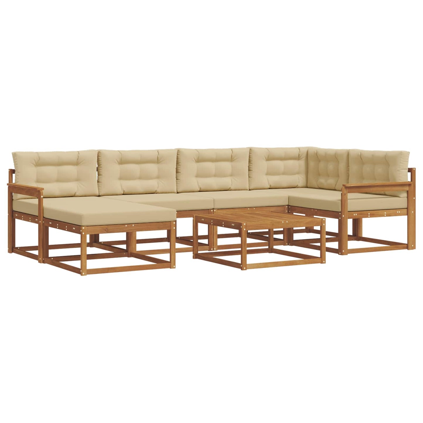 Udendørs sofagruppe med pude 7 pcs Naturlig og Beige
