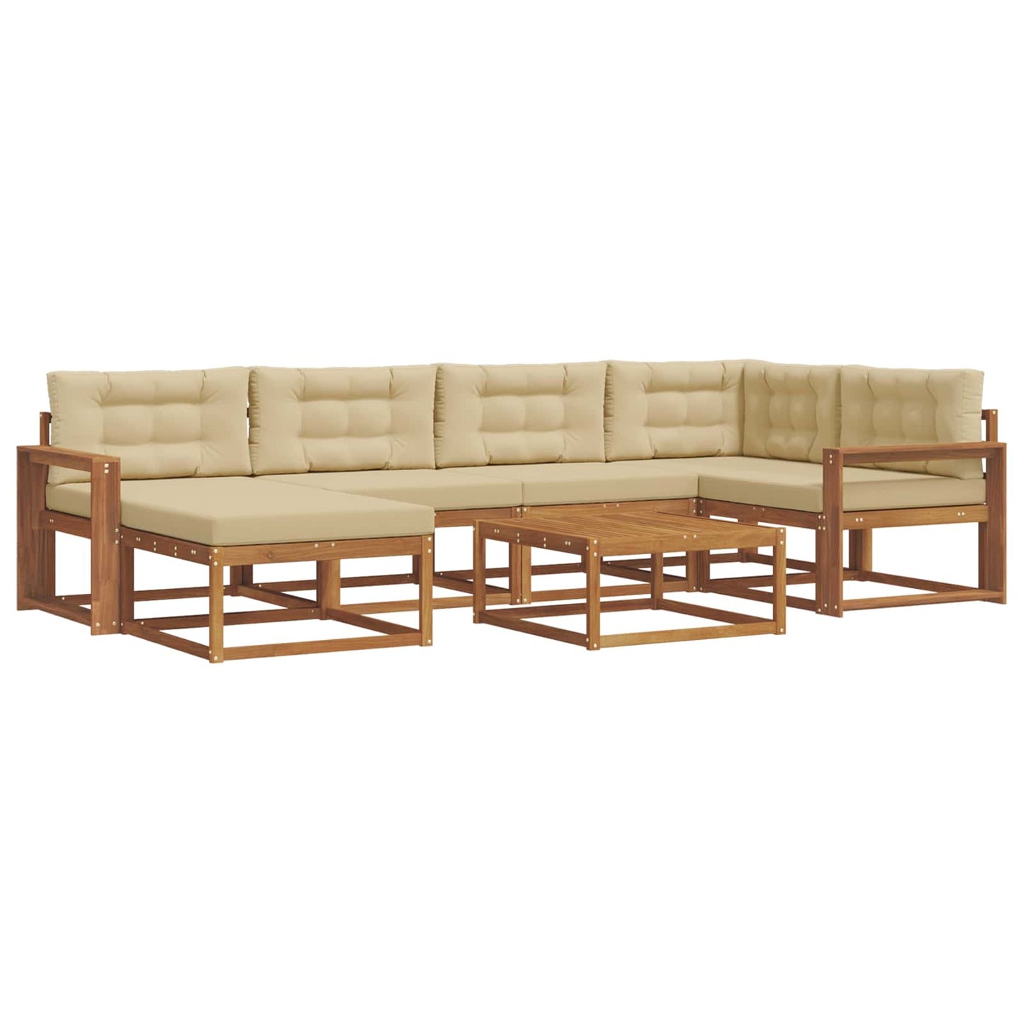 Udendørs sofagruppe med pude 7 pcs Naturlig og Beige