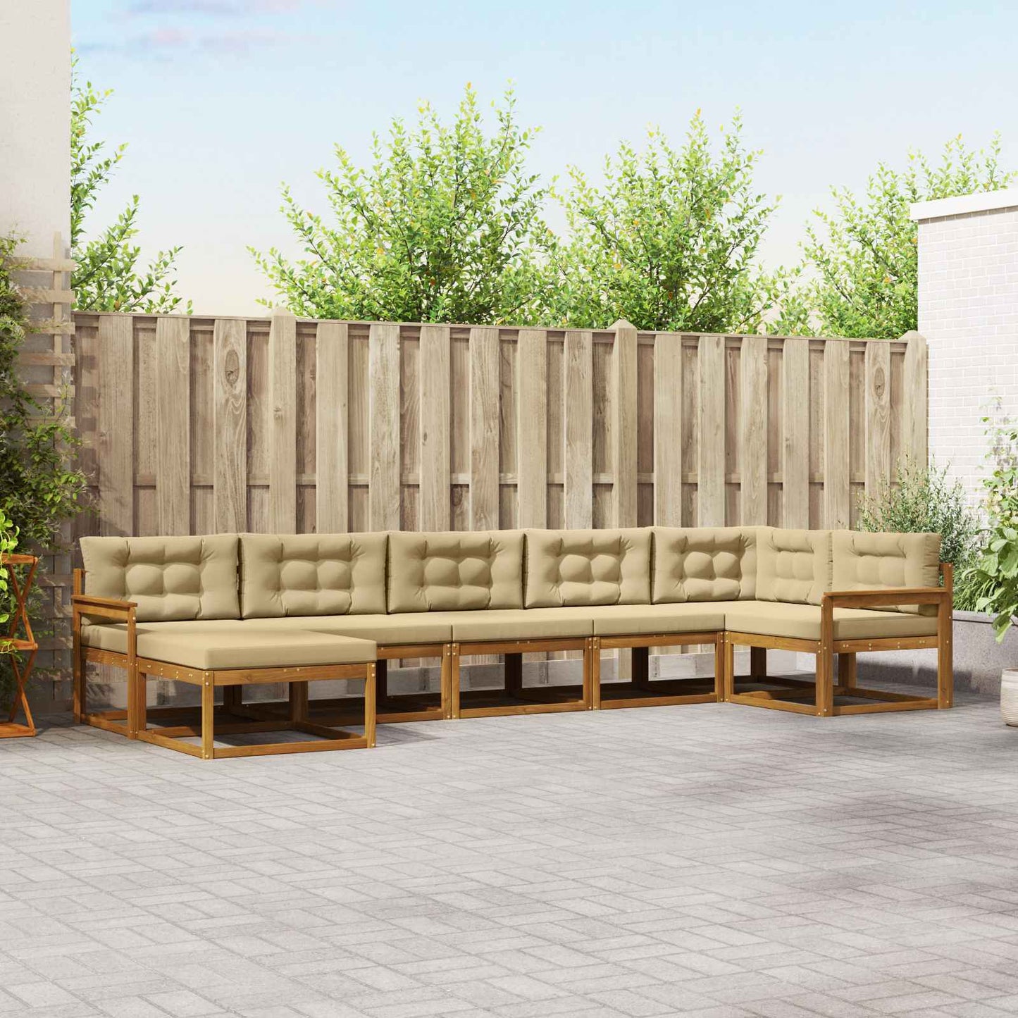 Udendørs sofagruppe 7 stk. Naturlig og Beige