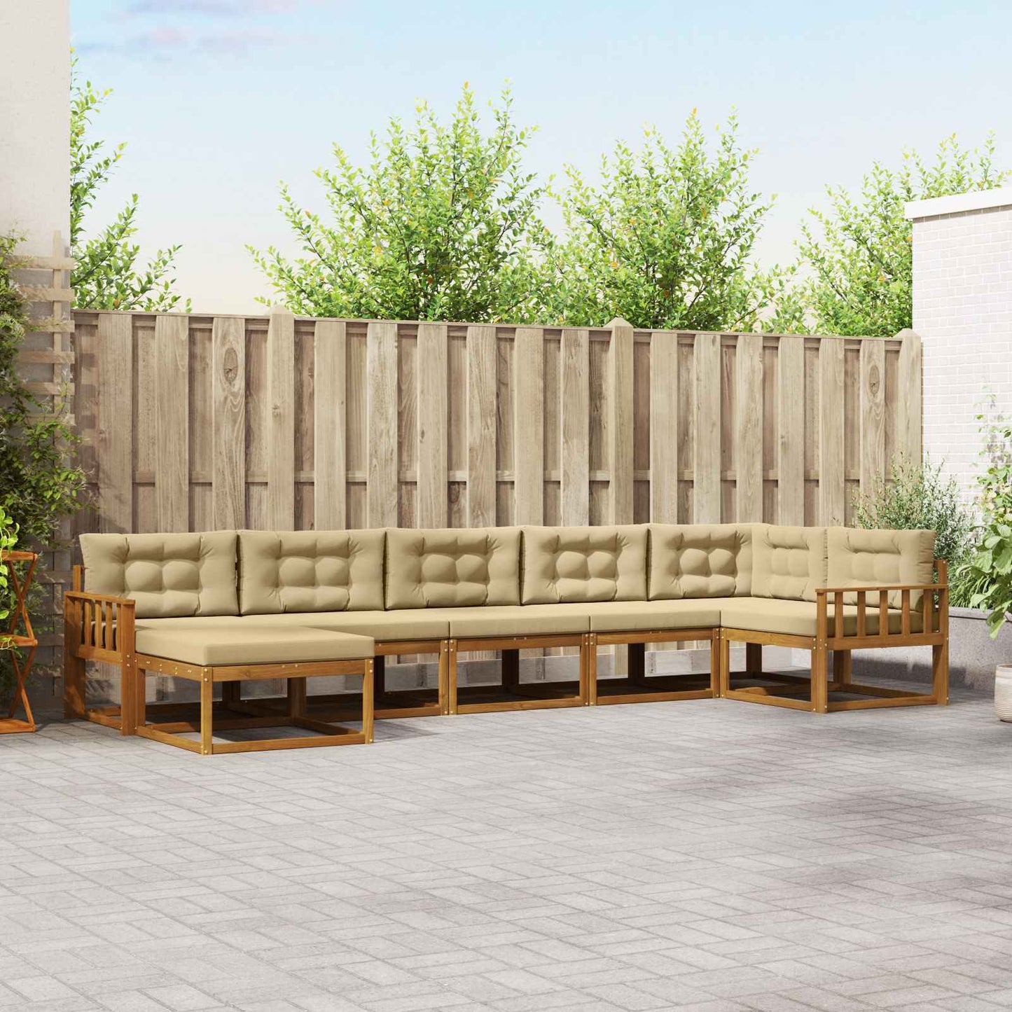 Udendørs sofagruppe 7 stk. Naturlig og Beige