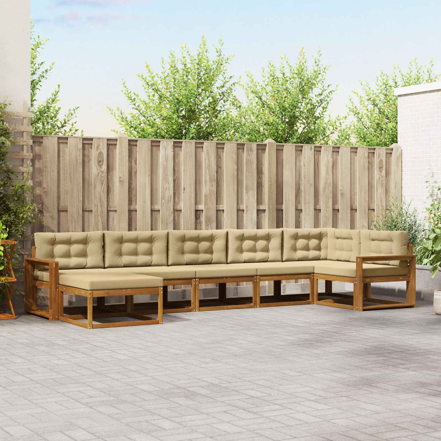 Udendørs sofagruppe 7 stk. Naturlig og Beige