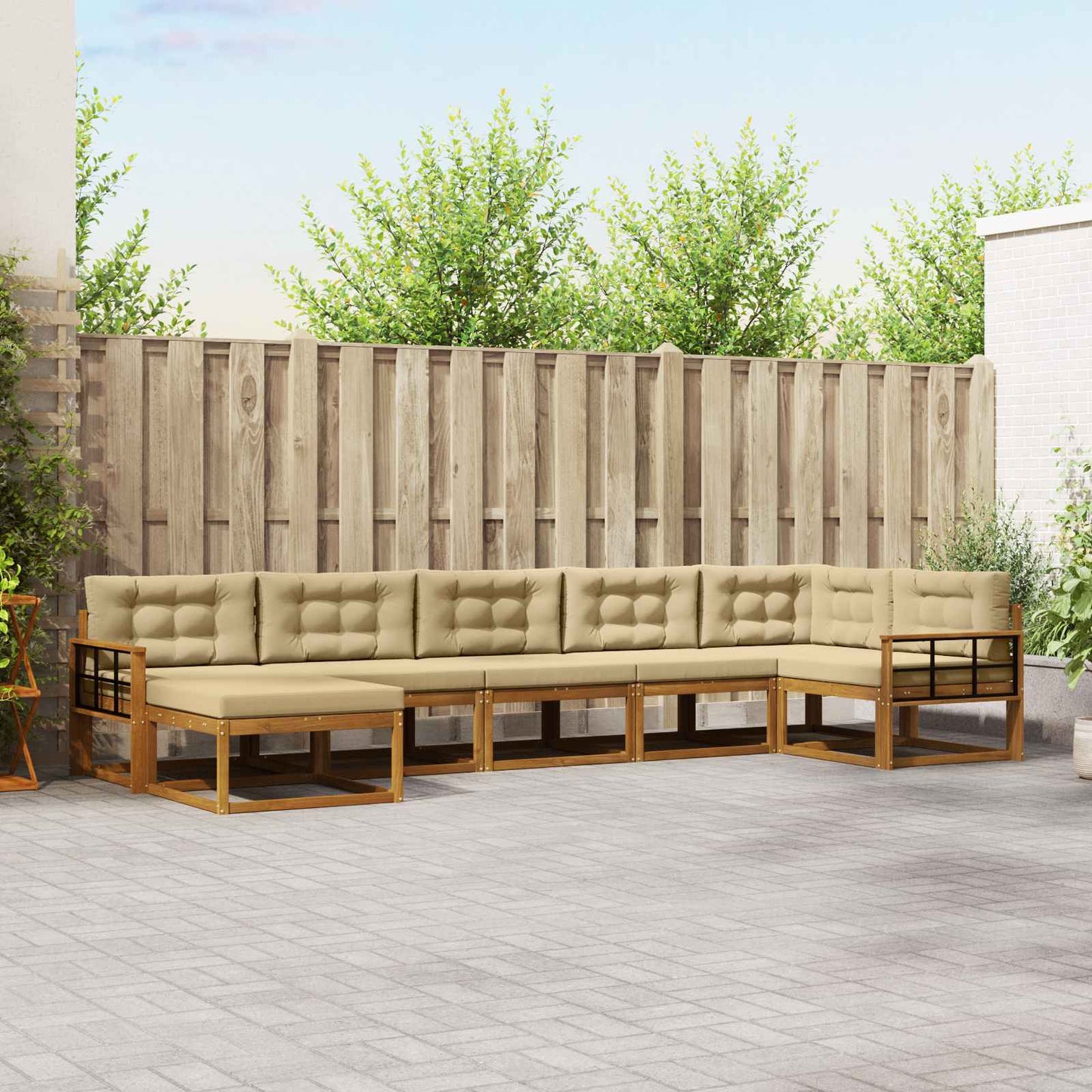 Udendørs sofagruppe 7 stk. Naturlig og Beige