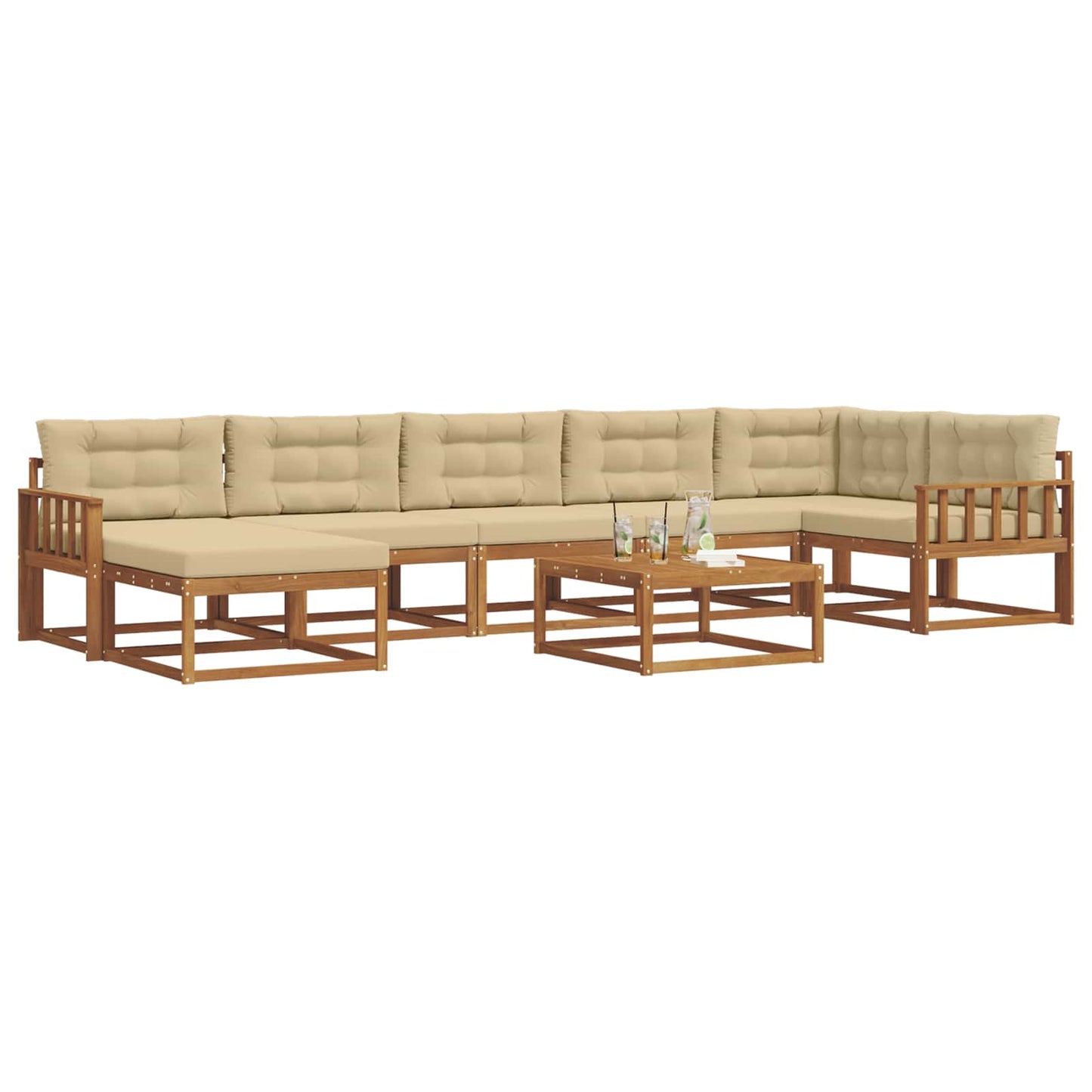 Udendørs sofagruppe med pude 8 pcs Naturlig og Beige