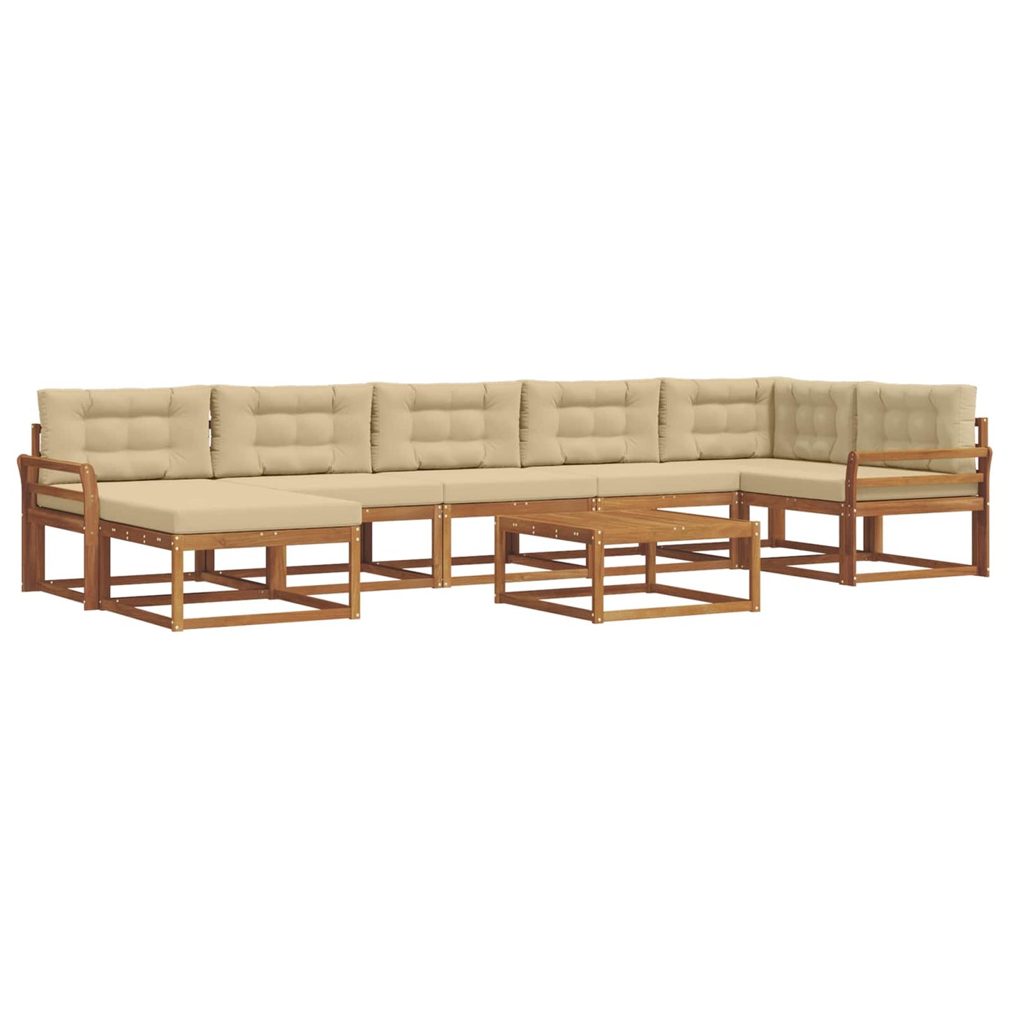 Udendørs sofagruppe med pude 8 pcs Naturlig og Beige