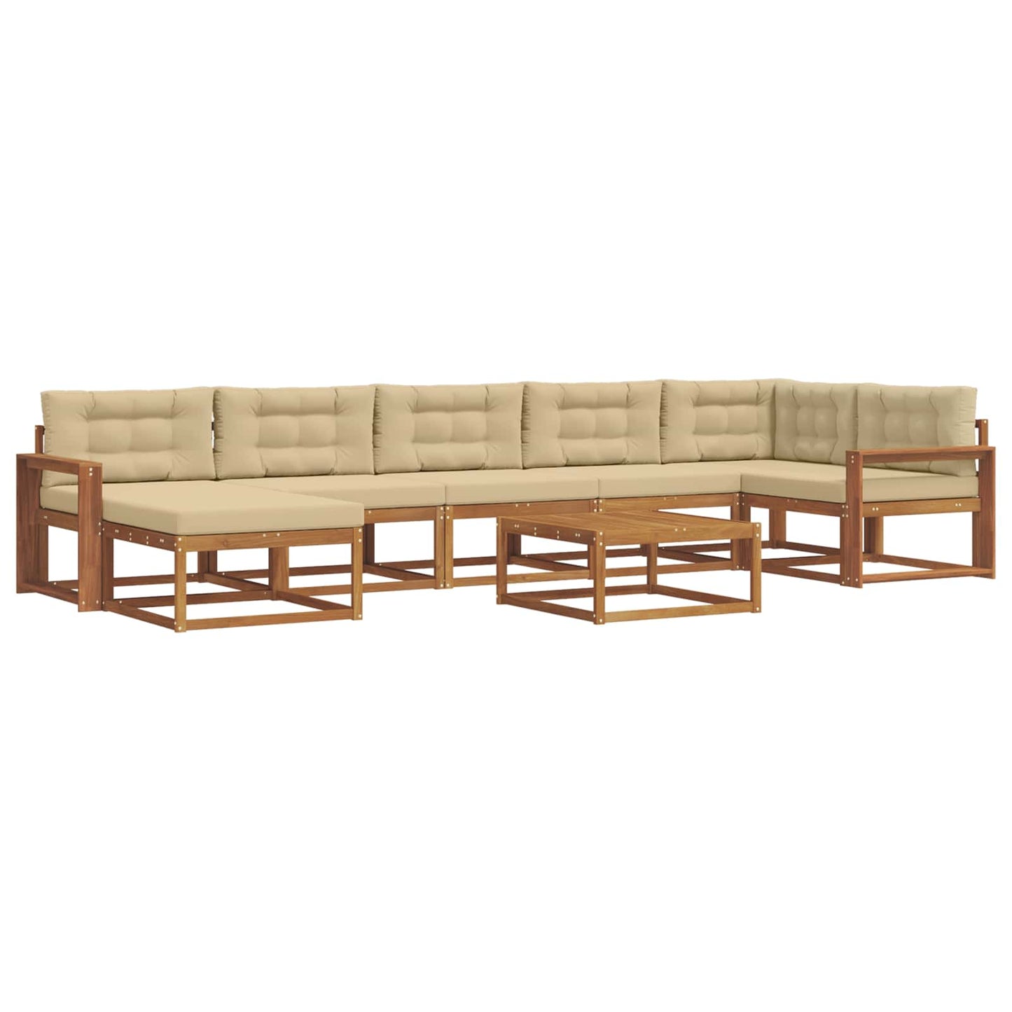 Udendørs sofagruppe med pude 8 pcs Naturlig og Beige