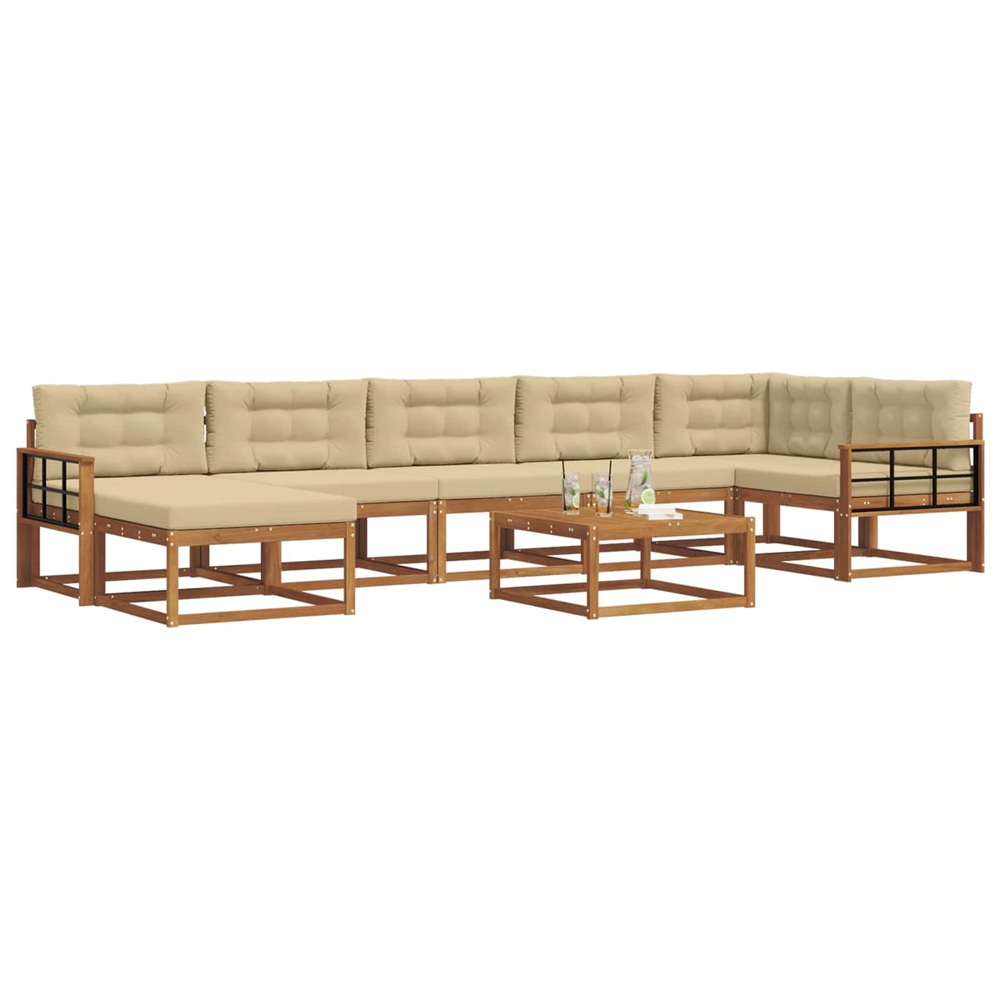 Udendørs sofagruppe med pude 8 pcs Naturlig og Beige
