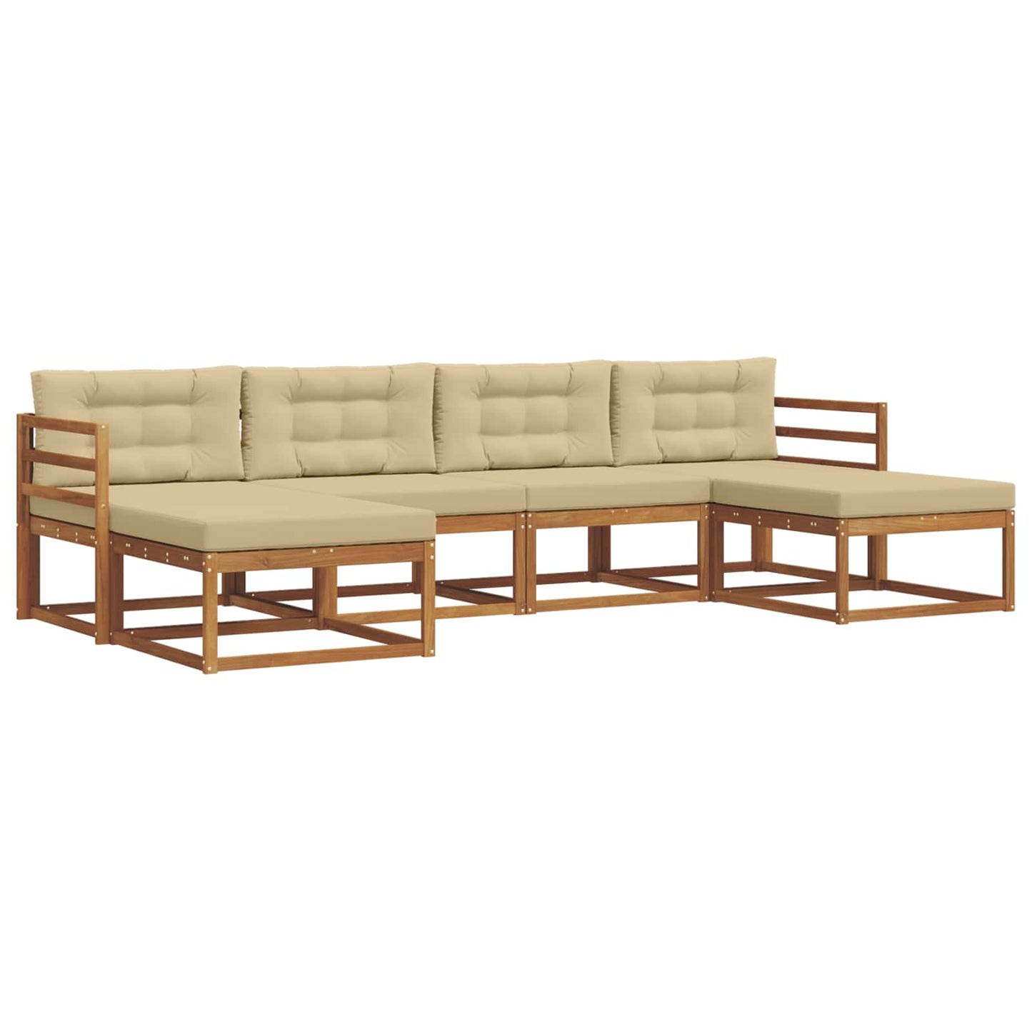 Udendørs sofagruppe med pude 6 pcs Naturlig og Beige