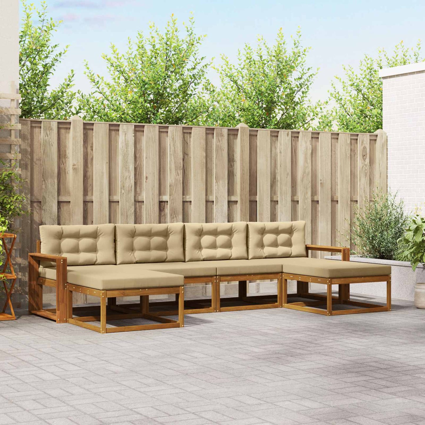 Udendørs sofagruppe 6 stk. Naturlig og Beige