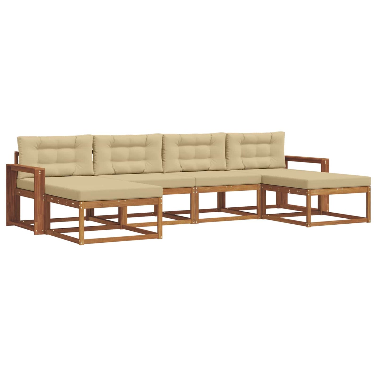 Udendørs sofagruppe 6 stk. Naturlig og Beige
