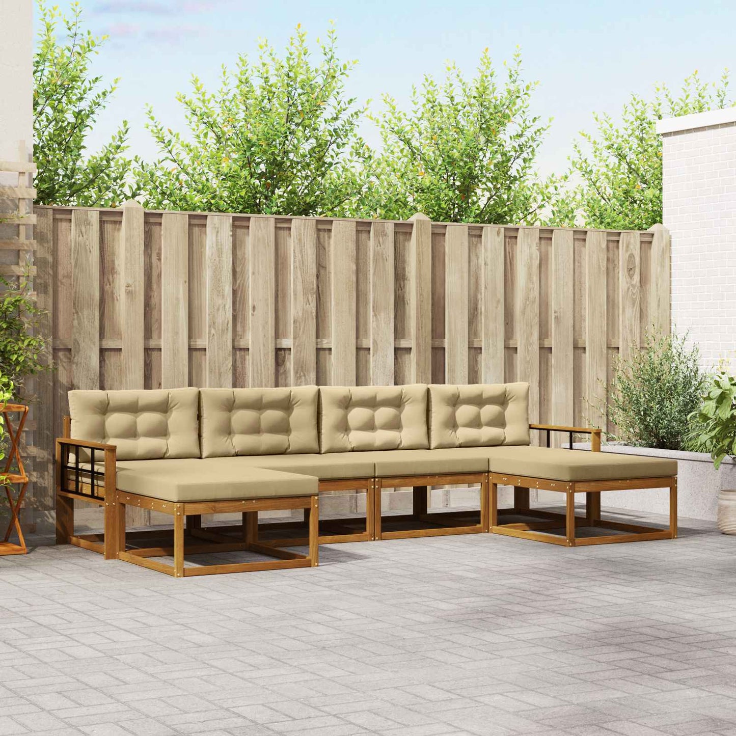 Udendørs sofagruppe 6 stk. Naturlig og Beige