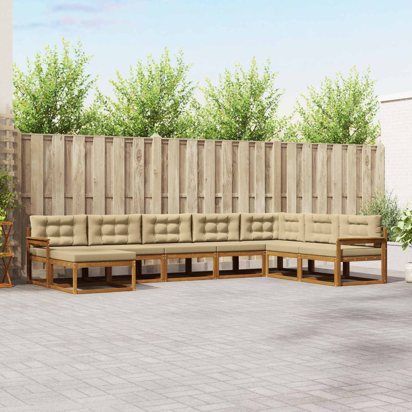 Udendørs sofagruppe 8 stk. Naturlig og Beige
