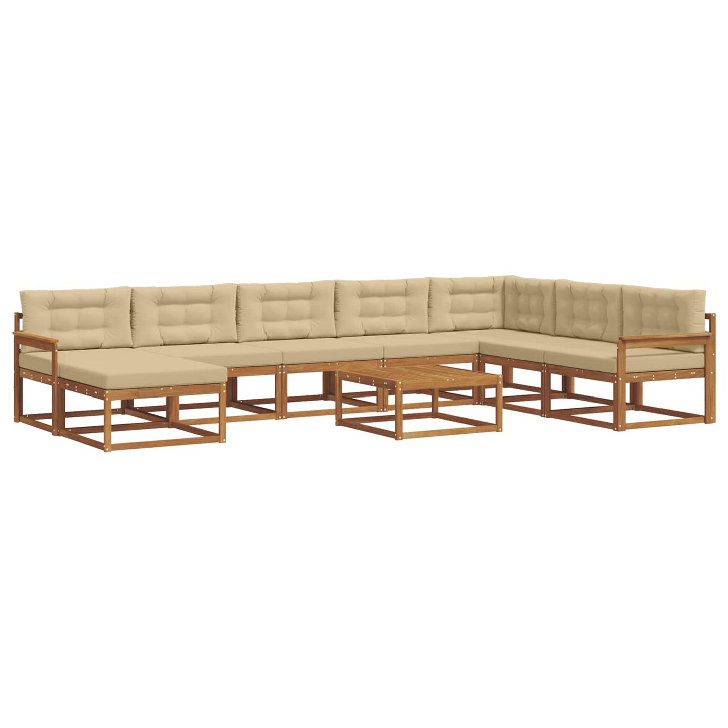 Udendørs sofagruppe med pude 9 pcs Naturlig og Beige