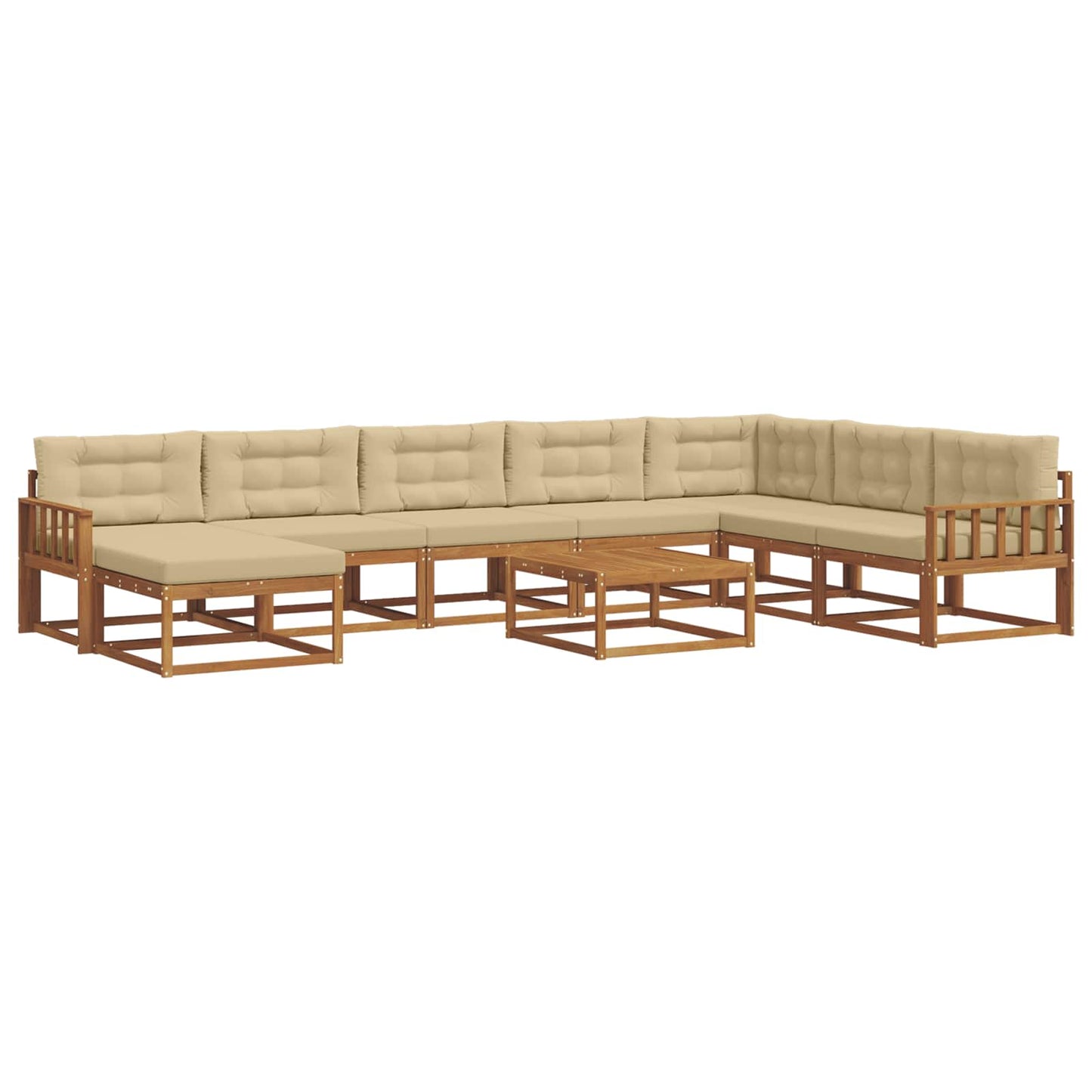 Udendørs sofagruppe med pude 9 pcs Naturlig og Beige