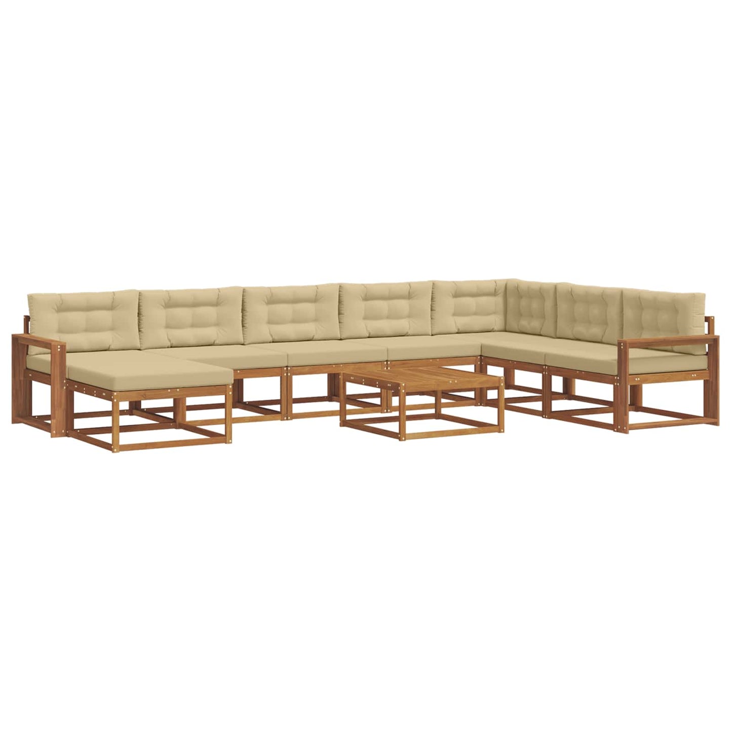 Udendørs sofagruppe med pude 9 pcs Naturlig og Beige