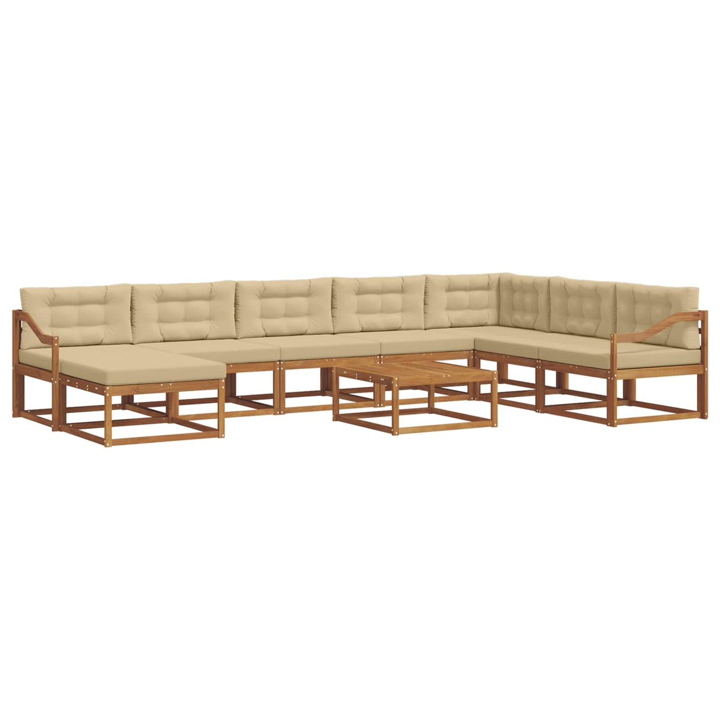 Udendørs sofagruppe med pude 9 pcs Naturlig og Beige