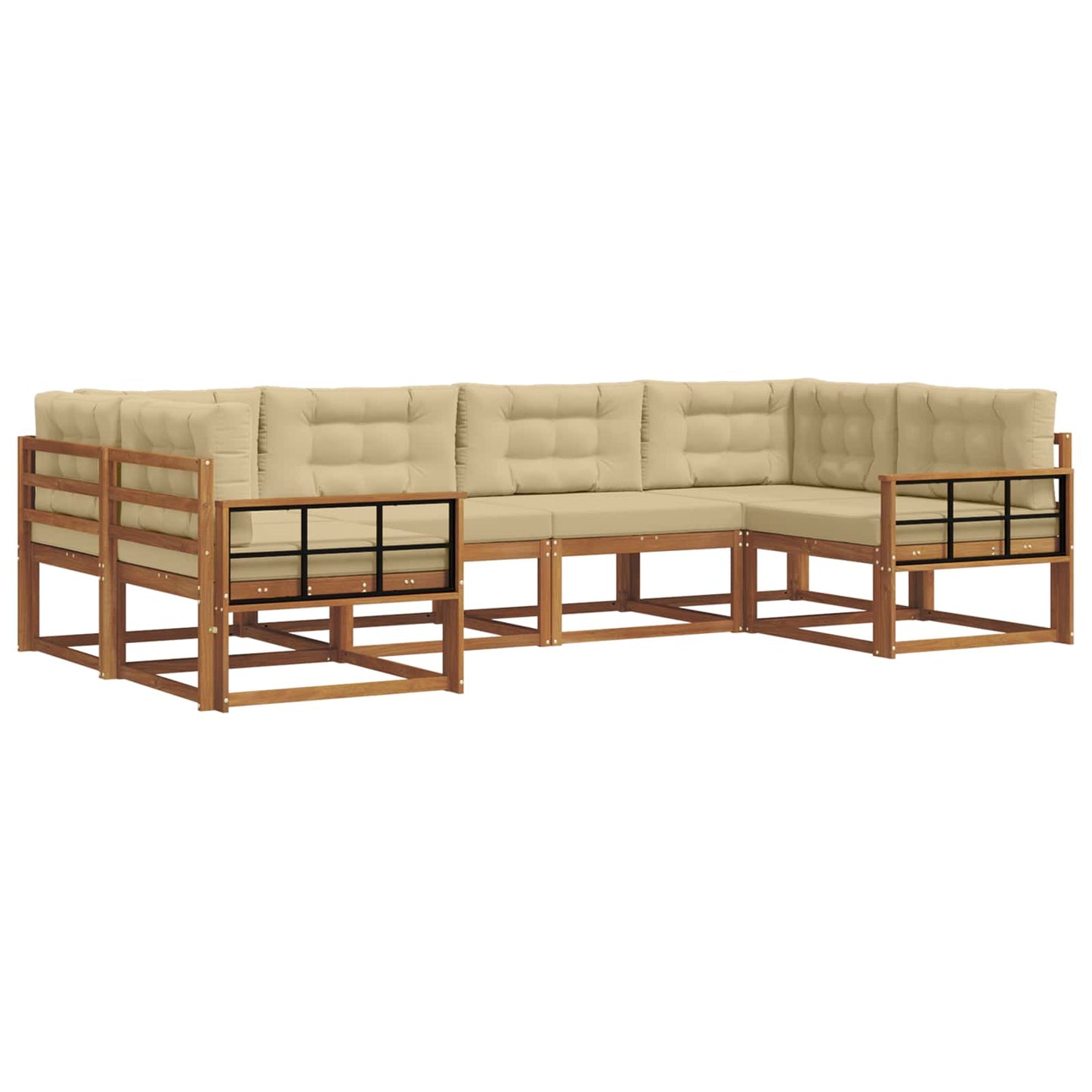 Udendørs sofagruppe med pude 6 pcs Naturlig og Beige