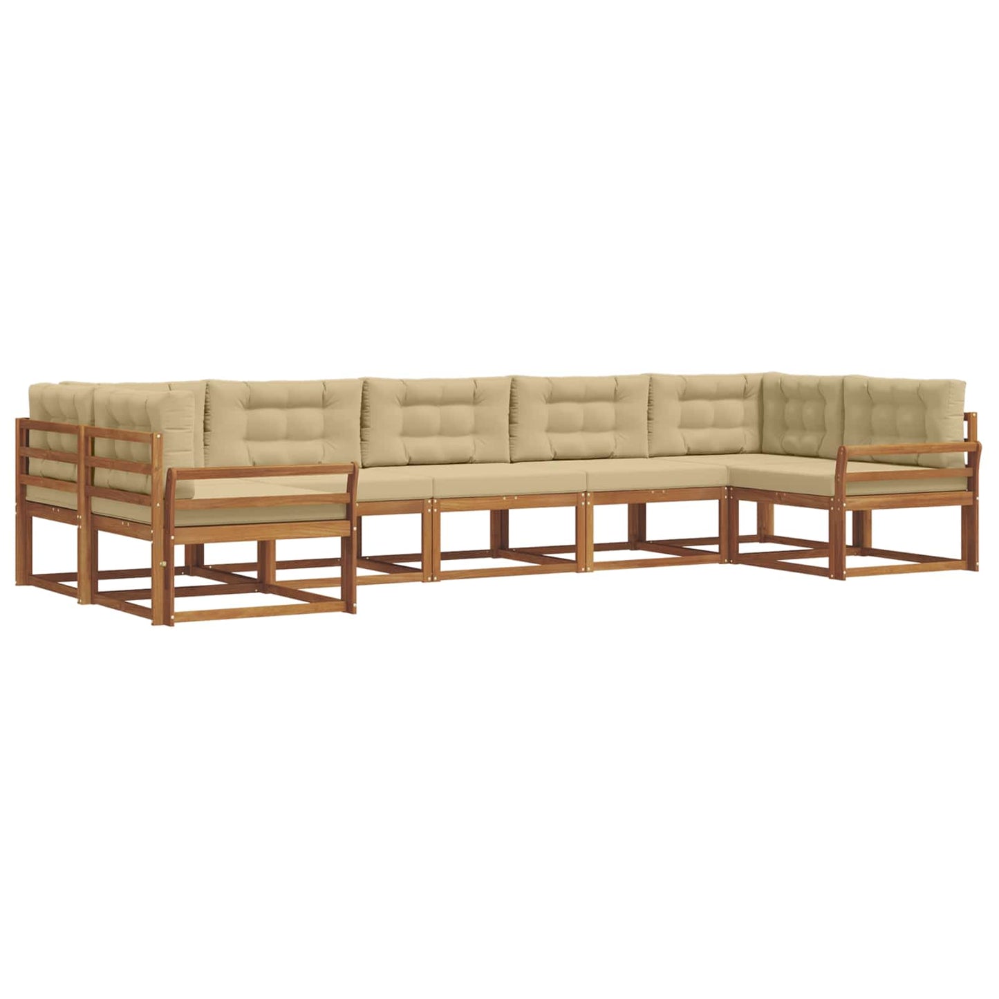 Udendørs sofagruppe med pude 7 pcs Naturlig og Beige
