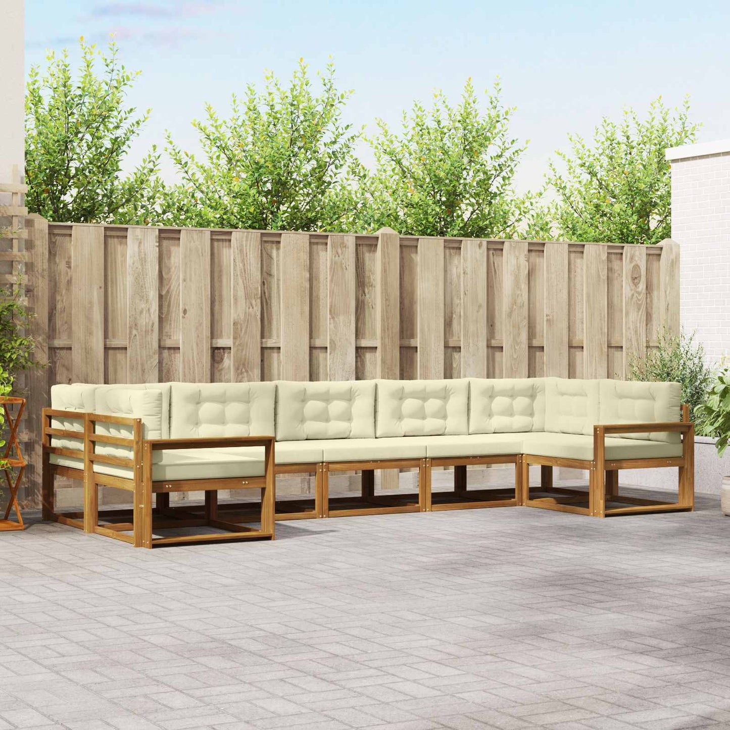 Udendørs sofagruppe 7 stk. Naturlig og Fløde
