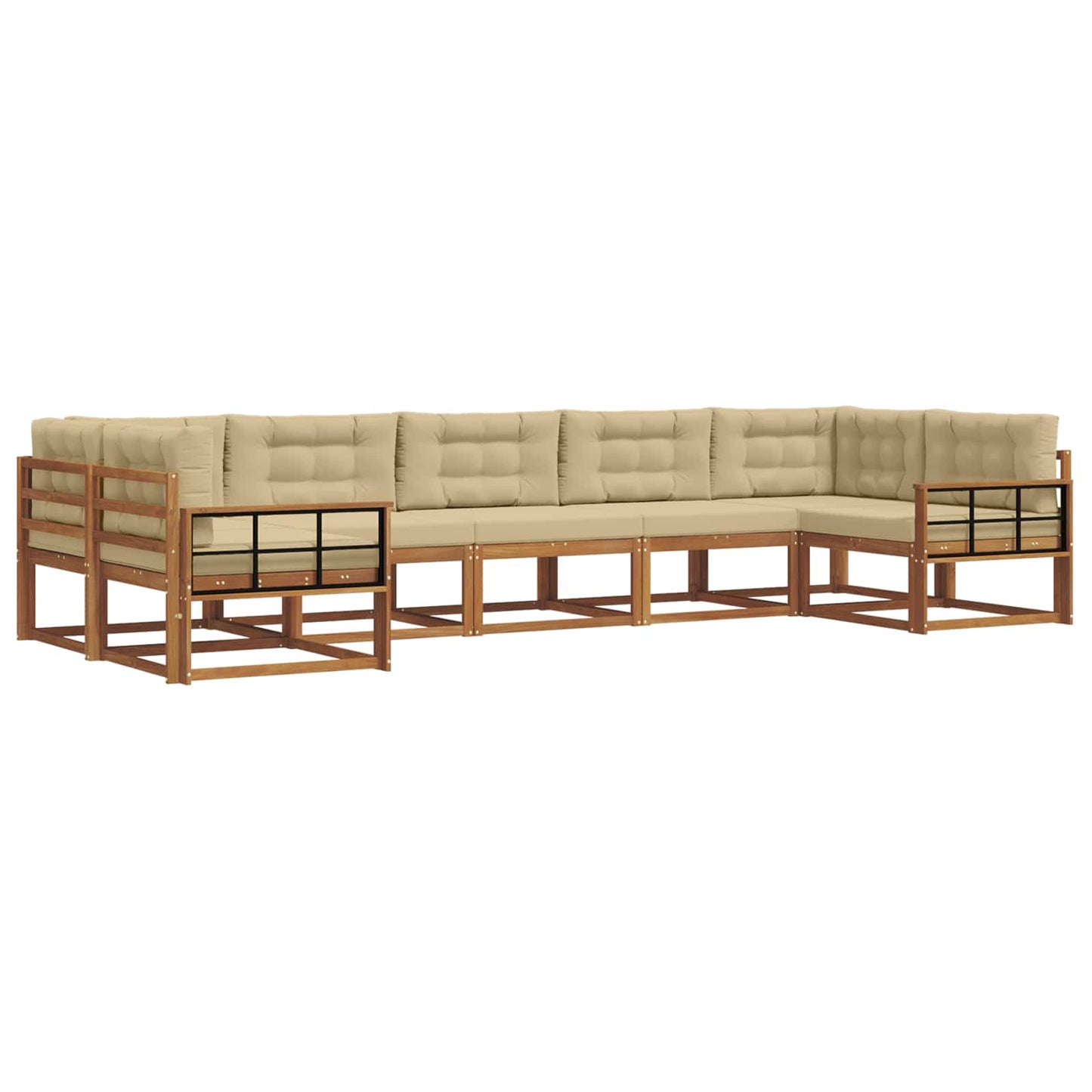 Udendørs sofagruppe med pude 7 pcs Naturlig og Beige