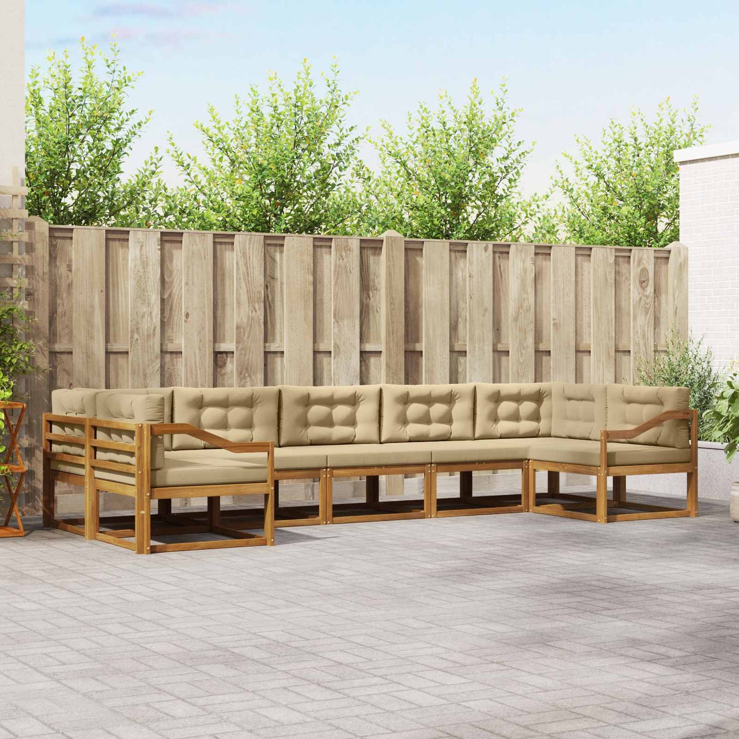 Udendørs sofagruppe 7 stk. Naturlig og Beige