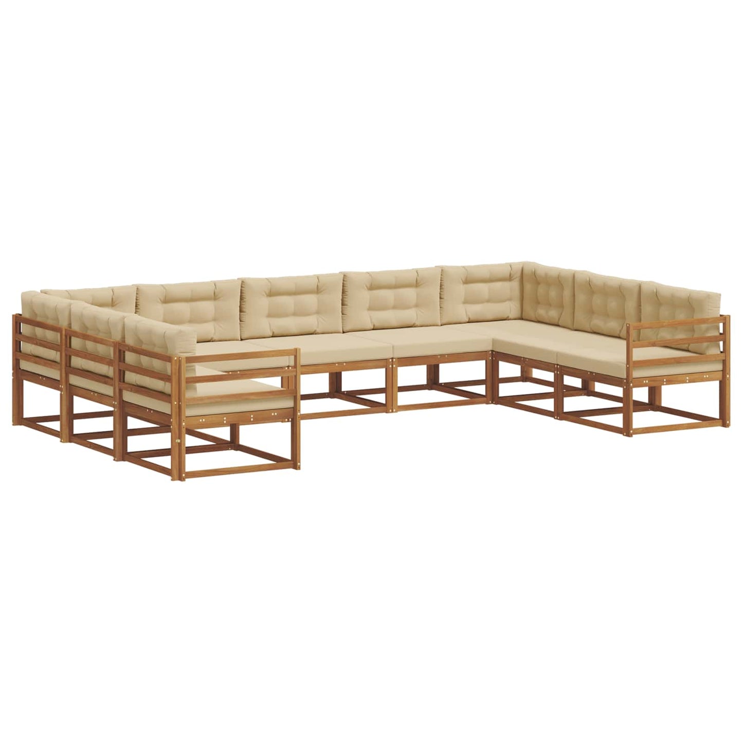 Udendørs sofagruppe med pude 9 pcs Naturlig og Beige