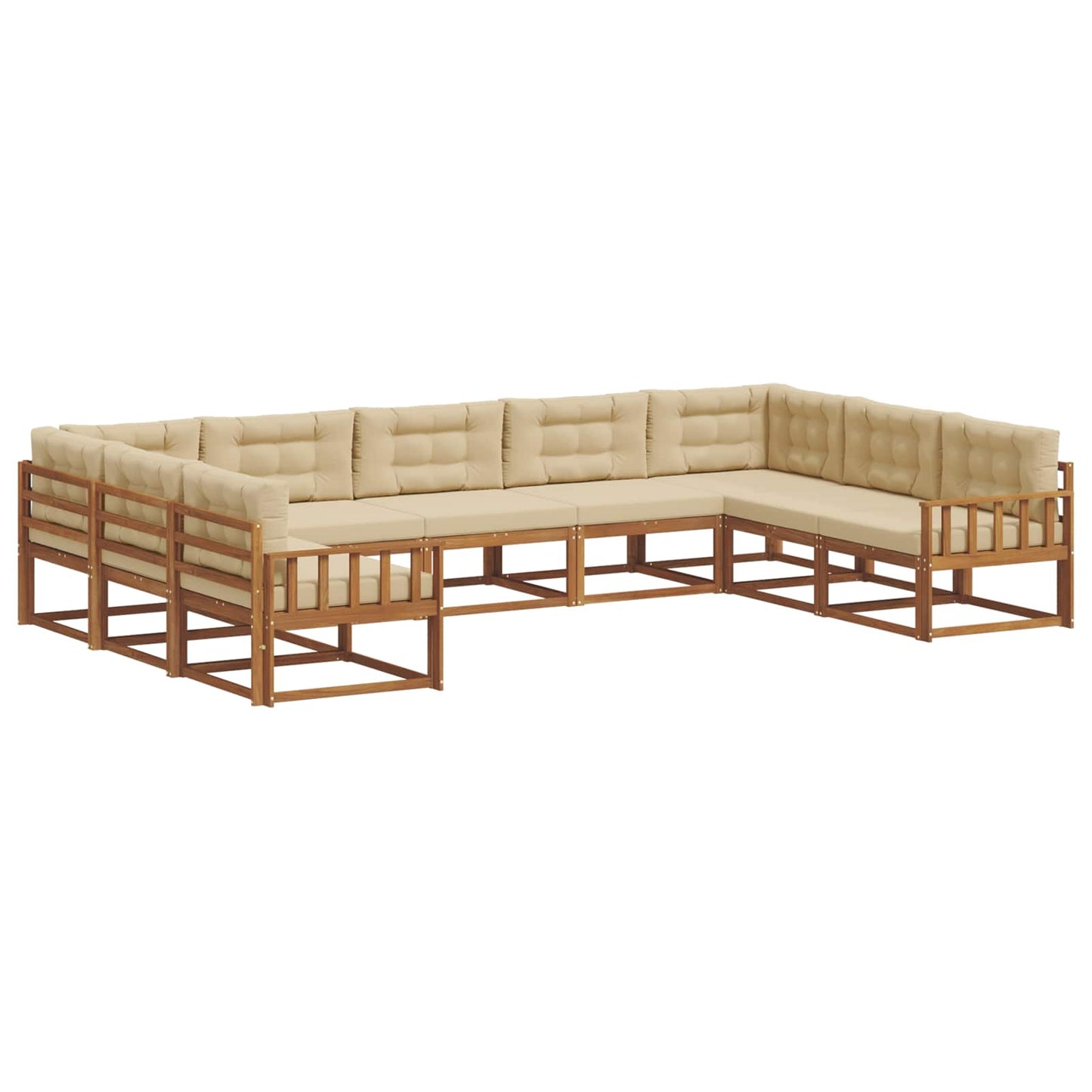 Udendørs sofagruppe med pude 9 pcs Naturlig og Beige