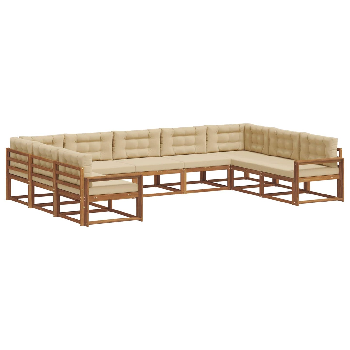 Udendørs sofagruppe med pude 9 pcs Naturlig og Beige