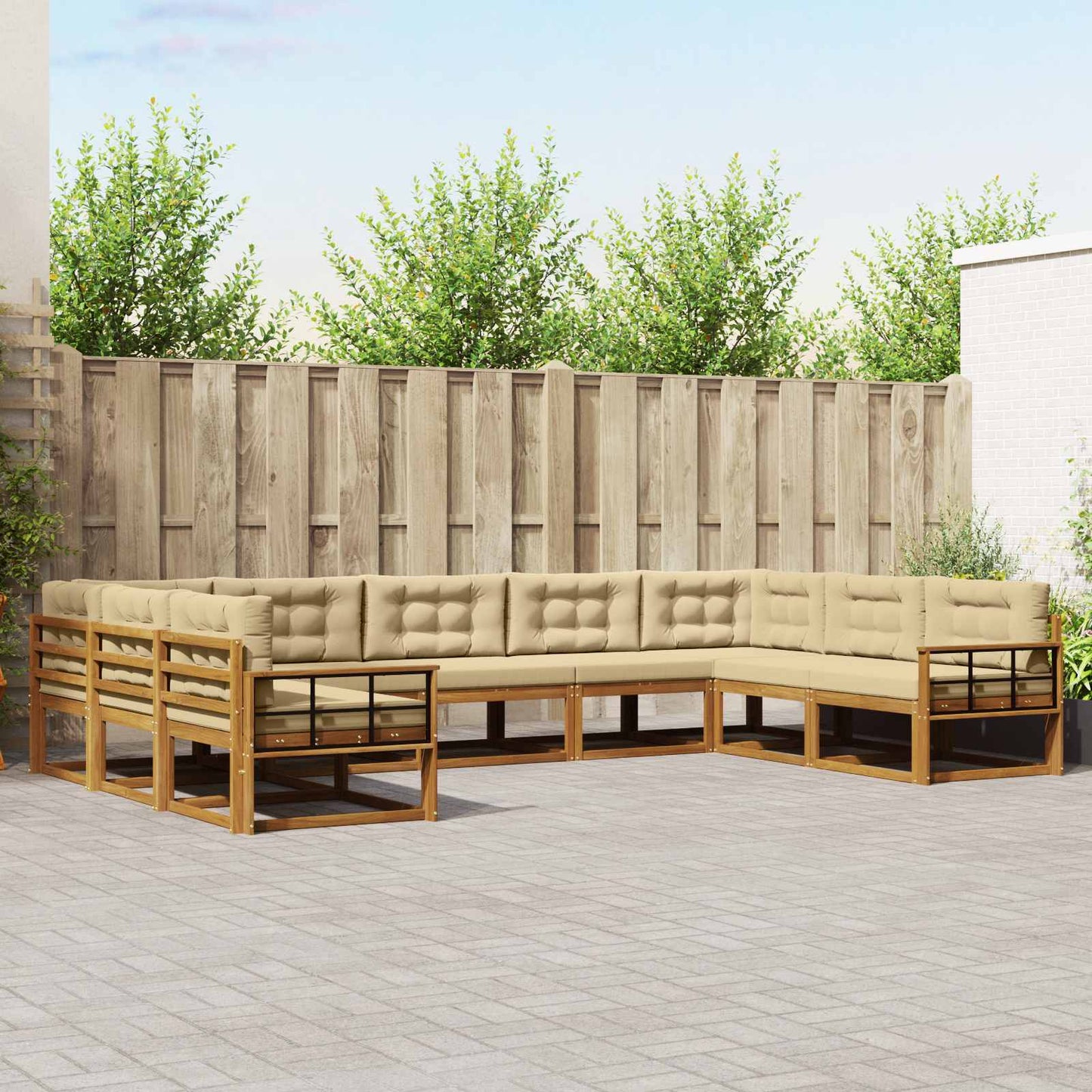 Udendørs sofagruppe 9 stk. Naturlig og Beige