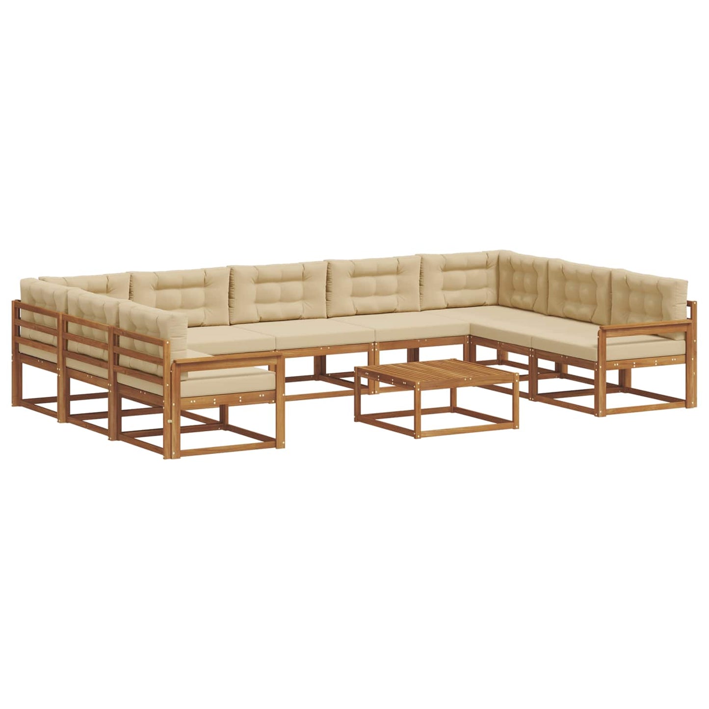 Udendørs sofagruppe med pude 10 pcs Naturlig og Beige